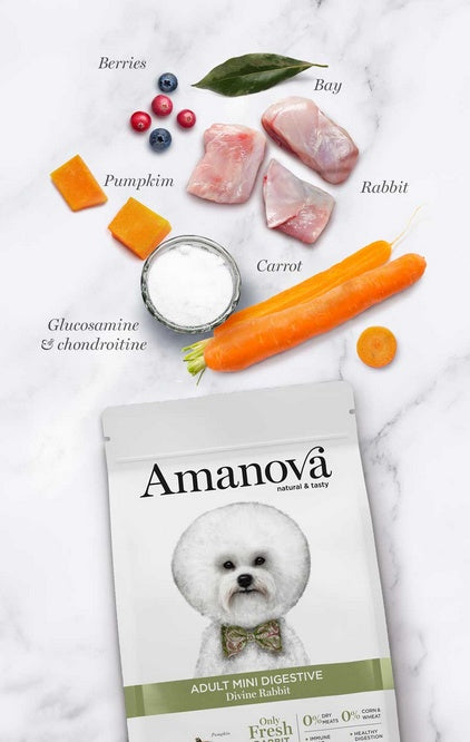 Amanova Dog Adult Mini Digestive Divine Rabbit - monobiałkowa karma z 64% świeżego królika - Image 2