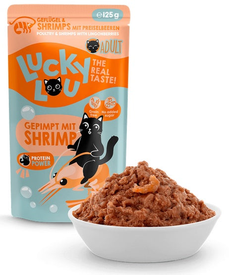 lucky lou lifestage adult drób i krewetki 125 g – pełnoporcjowa karma bez zbóż i cukru