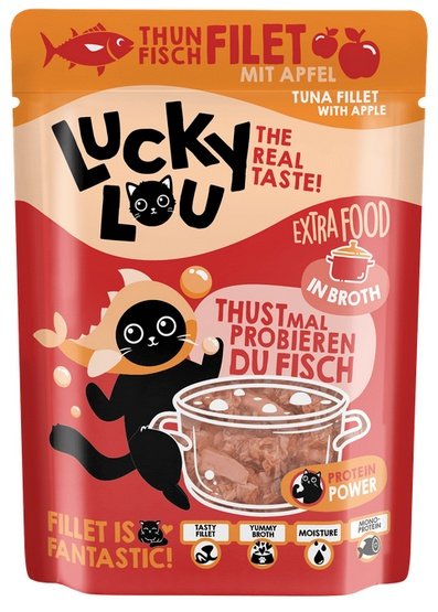 Lucky Lou Extrafood tuńczyk i jabłko w bulionie saszetka 70g - soczysty filet bez zbóż - Image 2