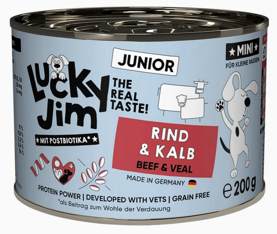 Lucky Jim Classic Mini Junior Wołowina i cielęcina puszka 200g - Image 1