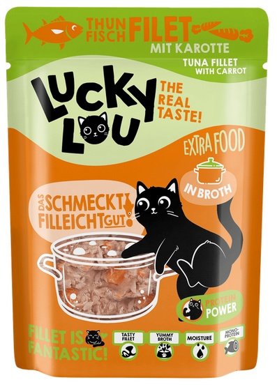 Lucky Lou Extrafood tuńczyk i marchewka w bulionie saszetka 70 g - soczysty filet w aromatycznym bulionie - Image 2