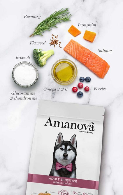 Amanova Dog Adult Sensitive Salmon Deluxe - monobiałkowa formuła z 70% świeżego łososia - Image 2