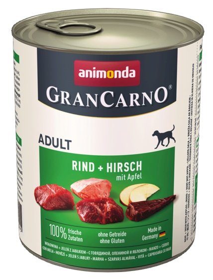 Animonda GranCarno Original Adult Rind Hirsch Apfel Wołowina, Jeleń + Jabłko puszka 800g - Image 2
