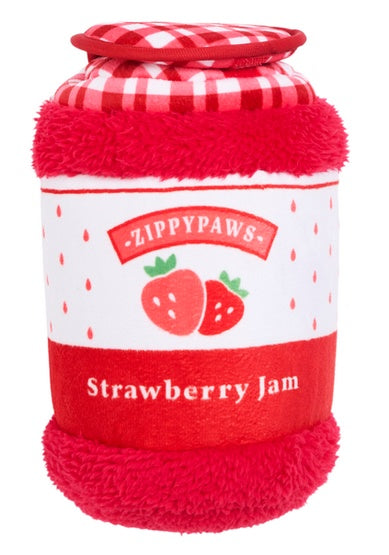 ZippyPaws pluszowa norka bungee dla psa dżem truskawkowy - piszczące zabawki na gumce, bez szukania po domu - Image 2