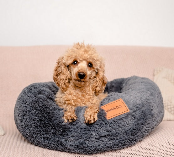 MIMIKO Pets Legowisko Shaggy okrągłe L 60cm grafitowe - Image 3