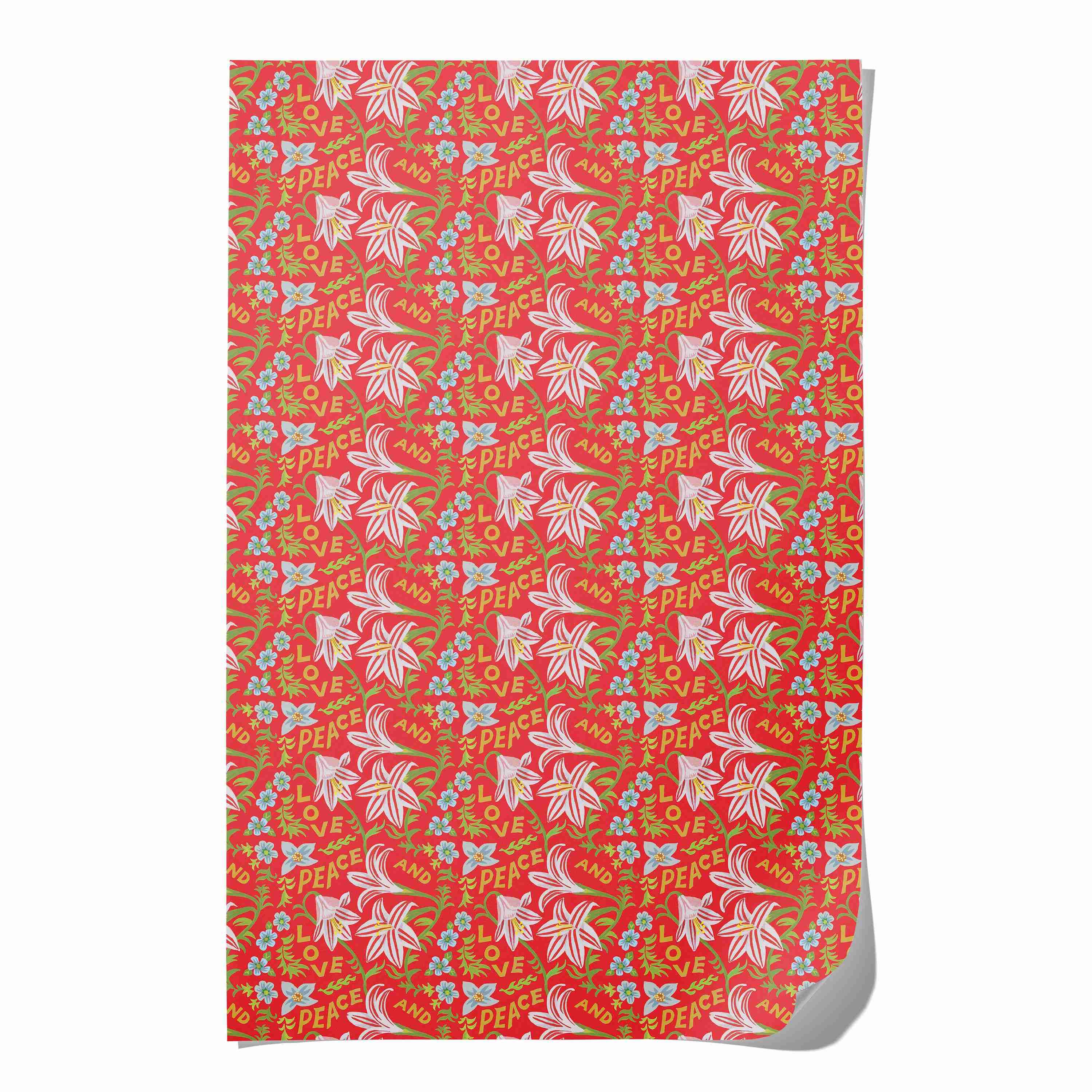Peace and Love Amaryllis holiday wrapping paper - Image 3