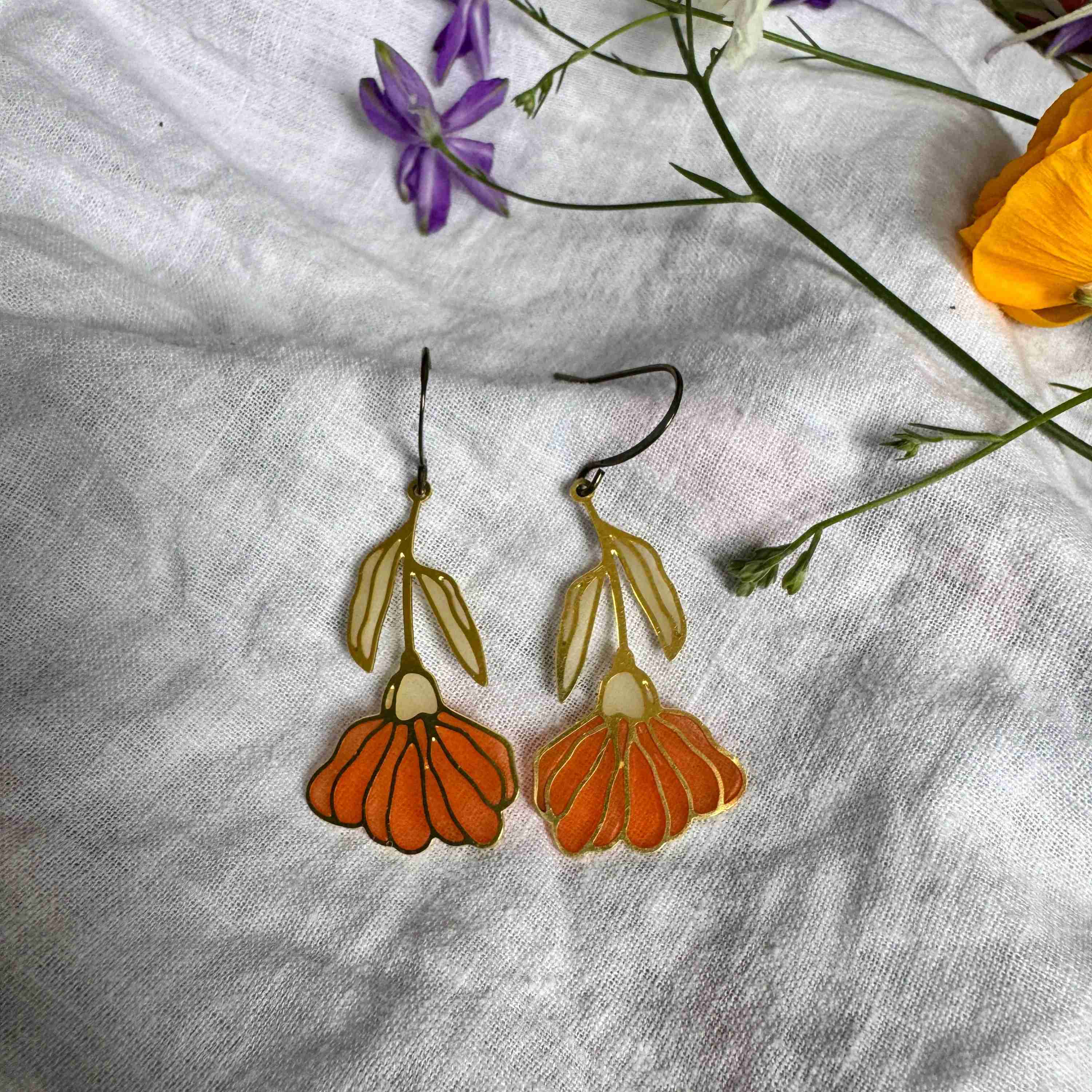 Begonia // Stained Glass Resin Earrings - Image 1