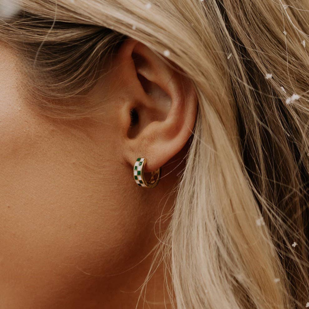 Green & White Checkered Hoops - Image 3