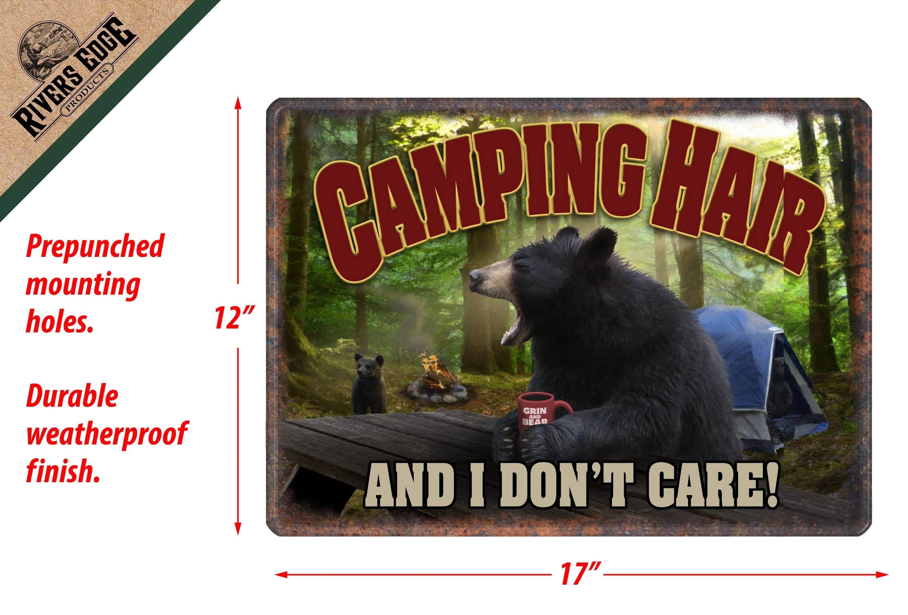 Tin Sign 12in x 17in-Camping Hair And I Dont Care - Image 2