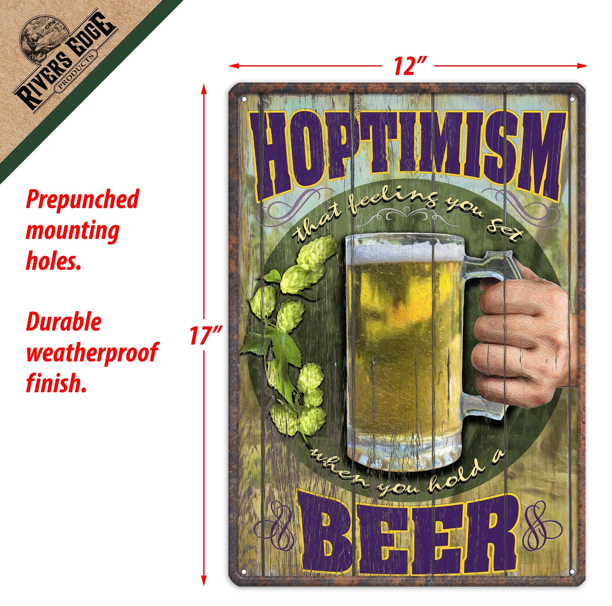 Tin Sign 12in x 17in-Hoptimism Beer - Image 2