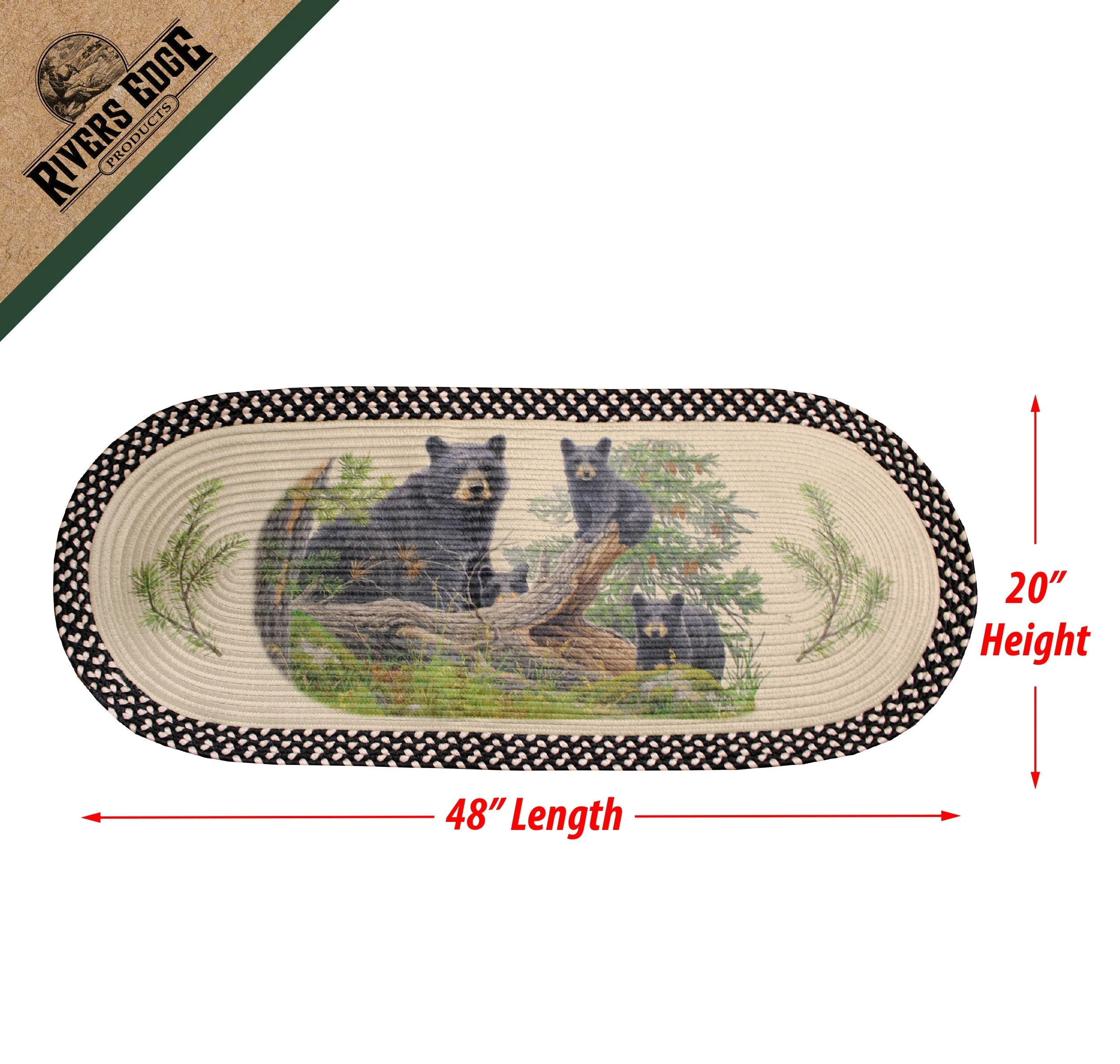 Braided Rug 48-inch Oval-Bear Wilderness Playground - Image 2