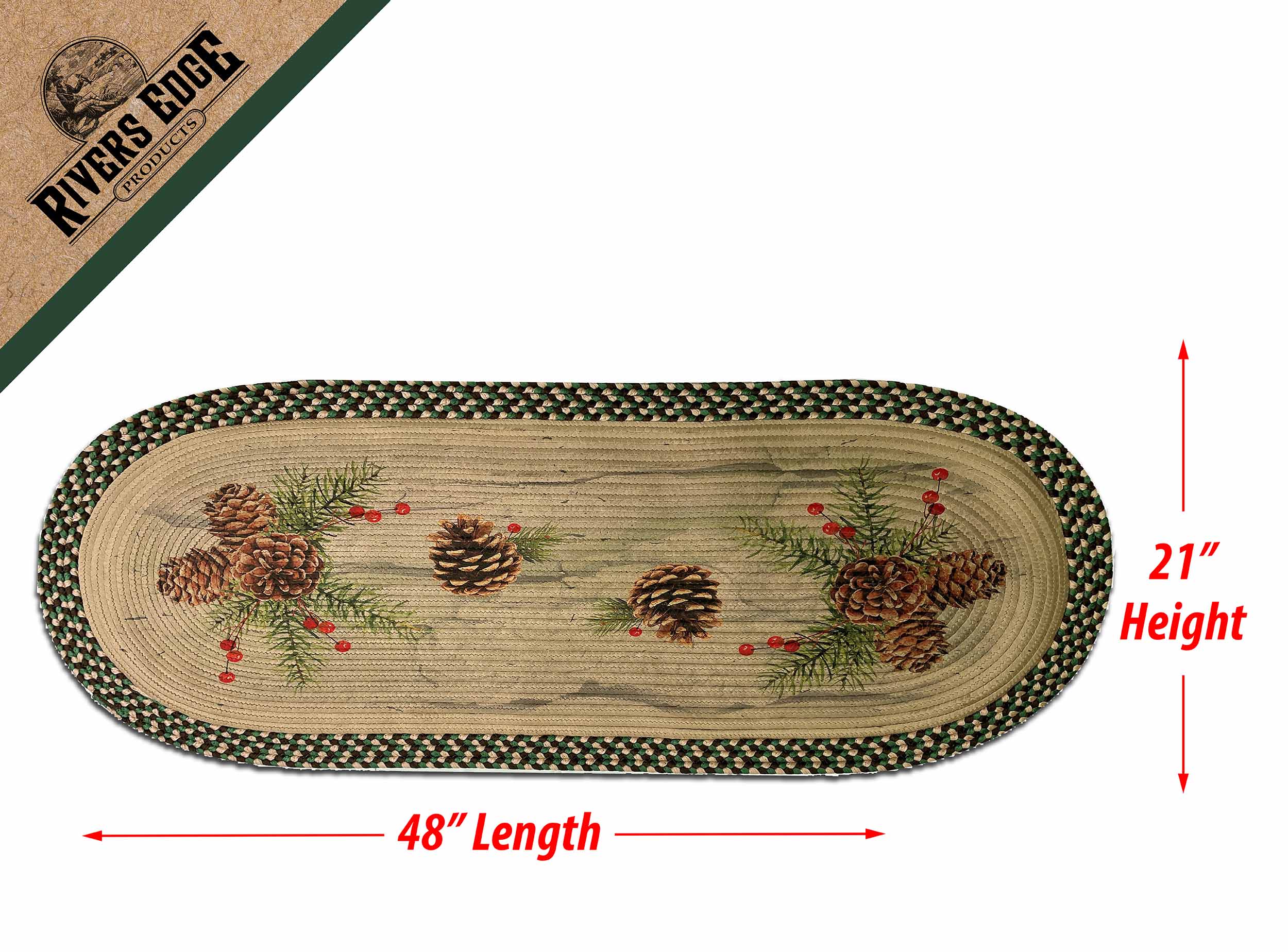 Braided Rug 48-inch Oval-Pine Cone and Berries - Image 2