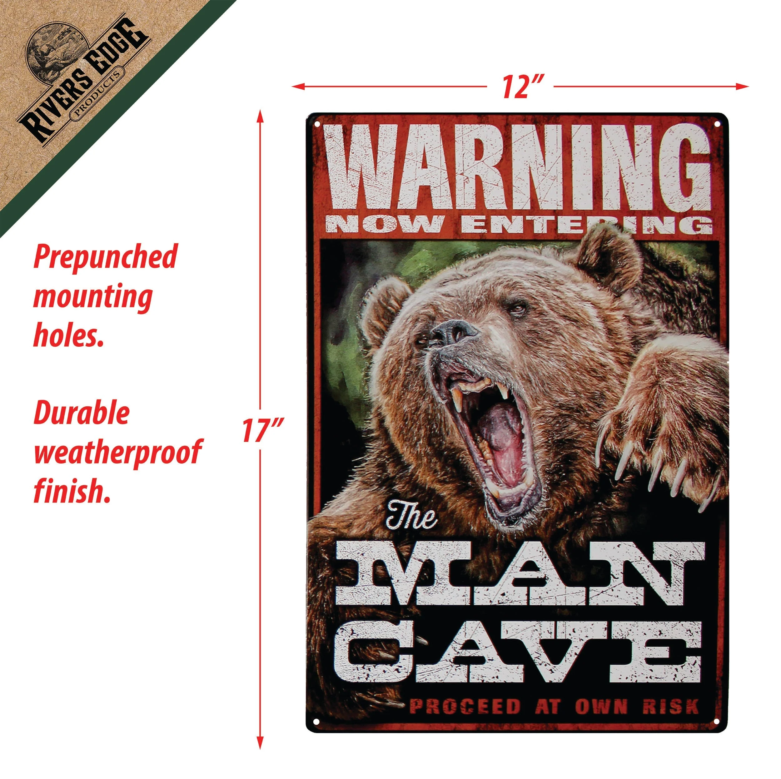 Tin Sign 12in x 17in-Warning Man Cave - Image 2