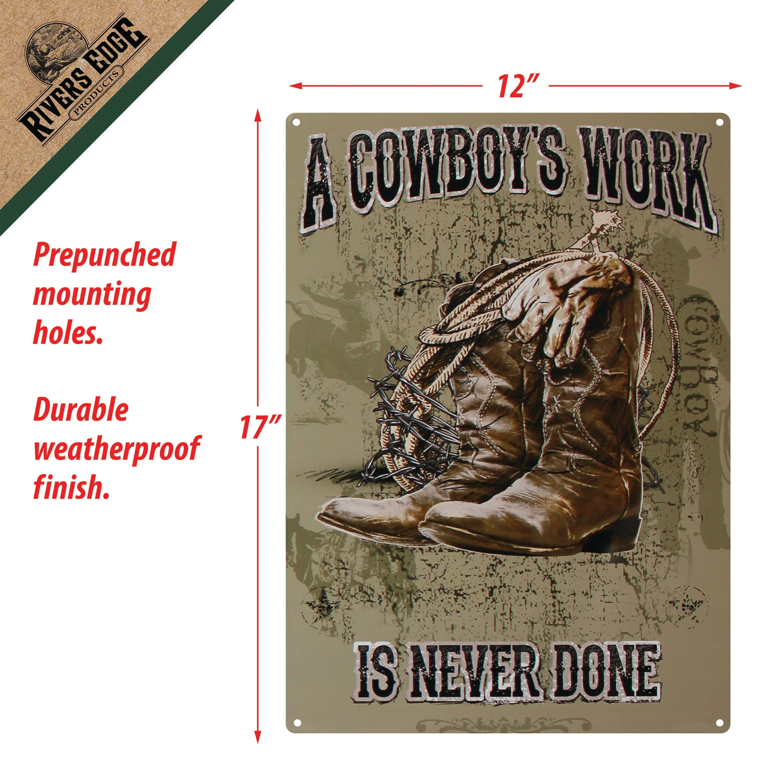 Tin Sign 12in x 17in-Cowboys Work - Image 3