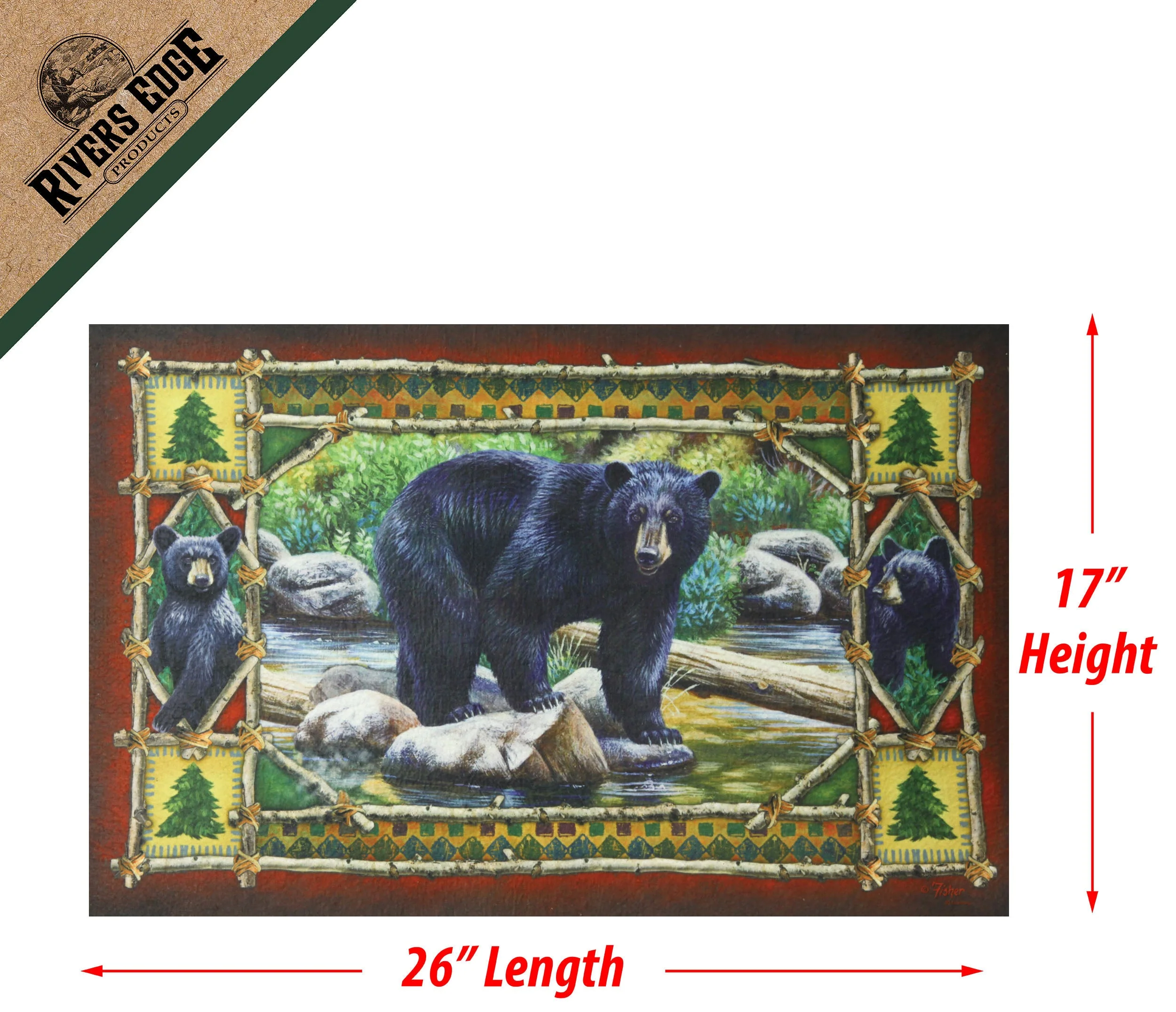 Door Mat Rubber 26in x 17in-Bear Scene - Image 2