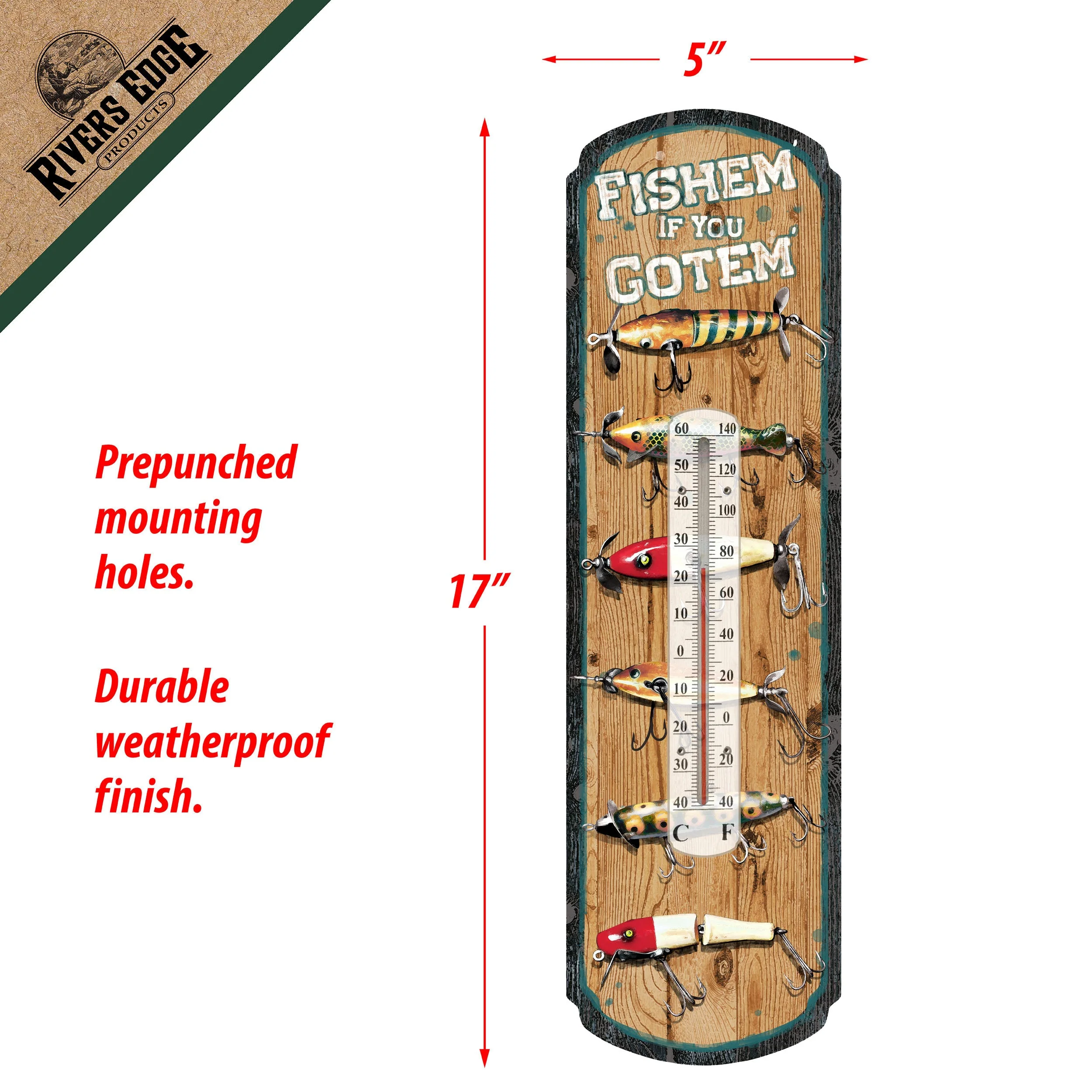 Tin Thermometer-Fishem If You Gotem - Image 2
