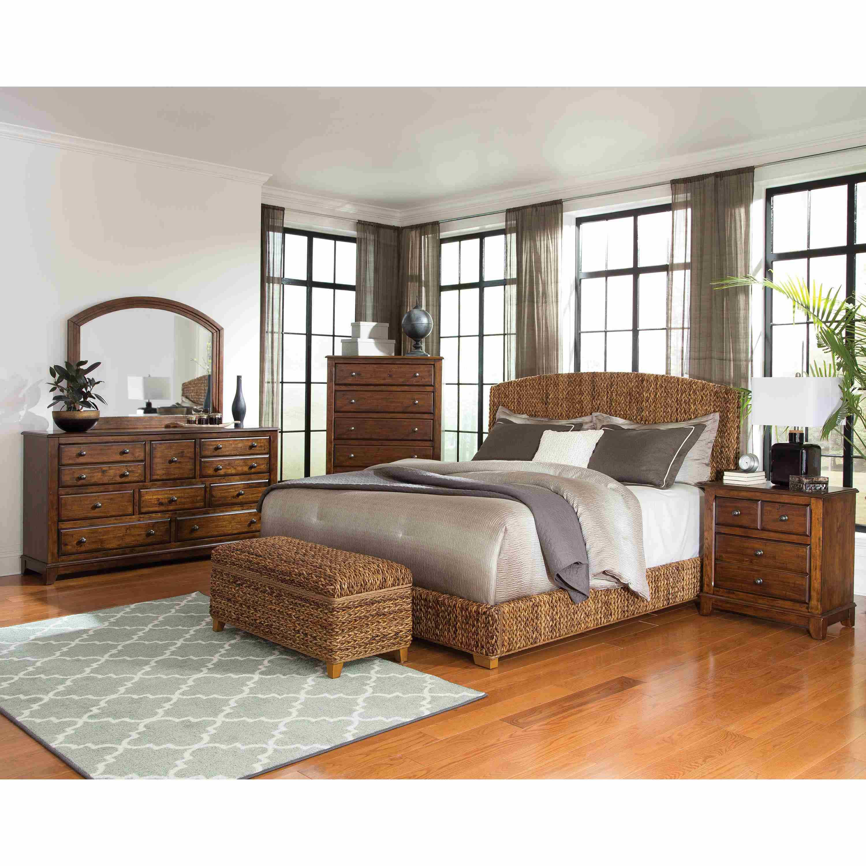 Coaster Furniture Laughton 300501KE Banana Leaf Eastern King Panel Bed - Amber - Image 3