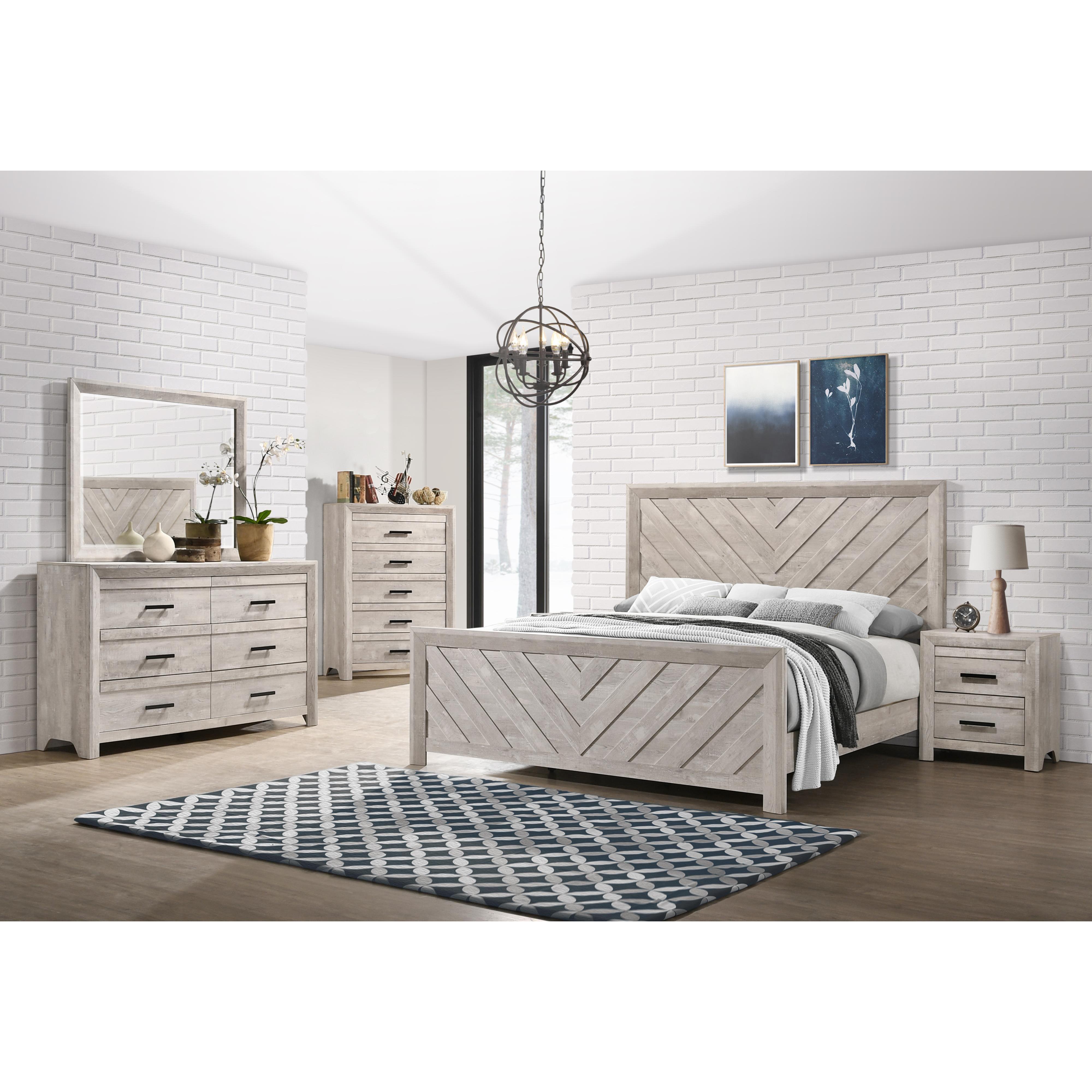 Elements International Ellen EL700 7 pc Full Panel Bedroom Set