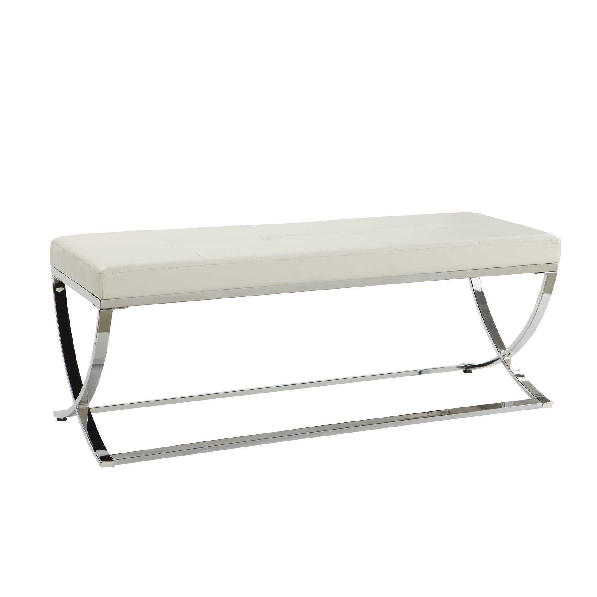 Coaster Furniture Walton 501157 Leatherette Upholstered Tufted Accent Bench - White - Image 1