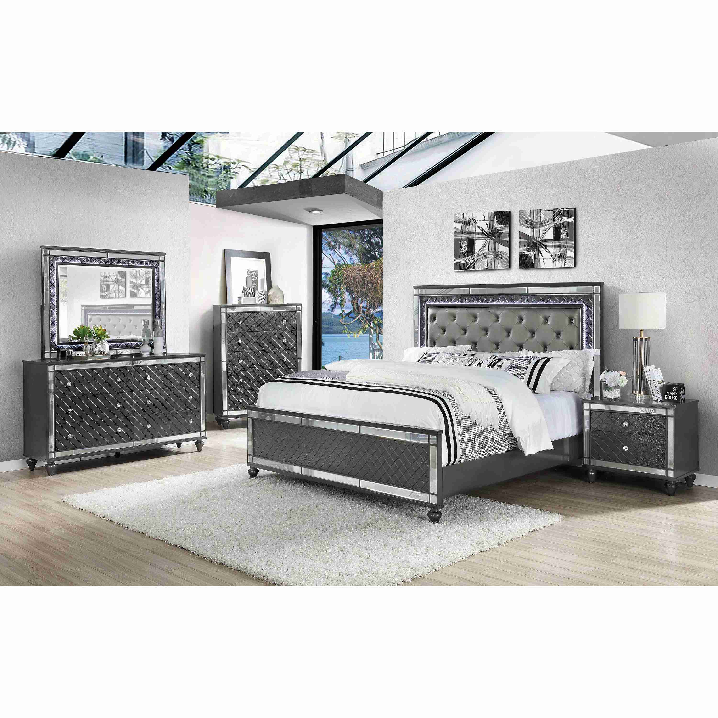 Crown Mark Refino B1670 7 pc Queen Panel Bedroom Set - Image 1