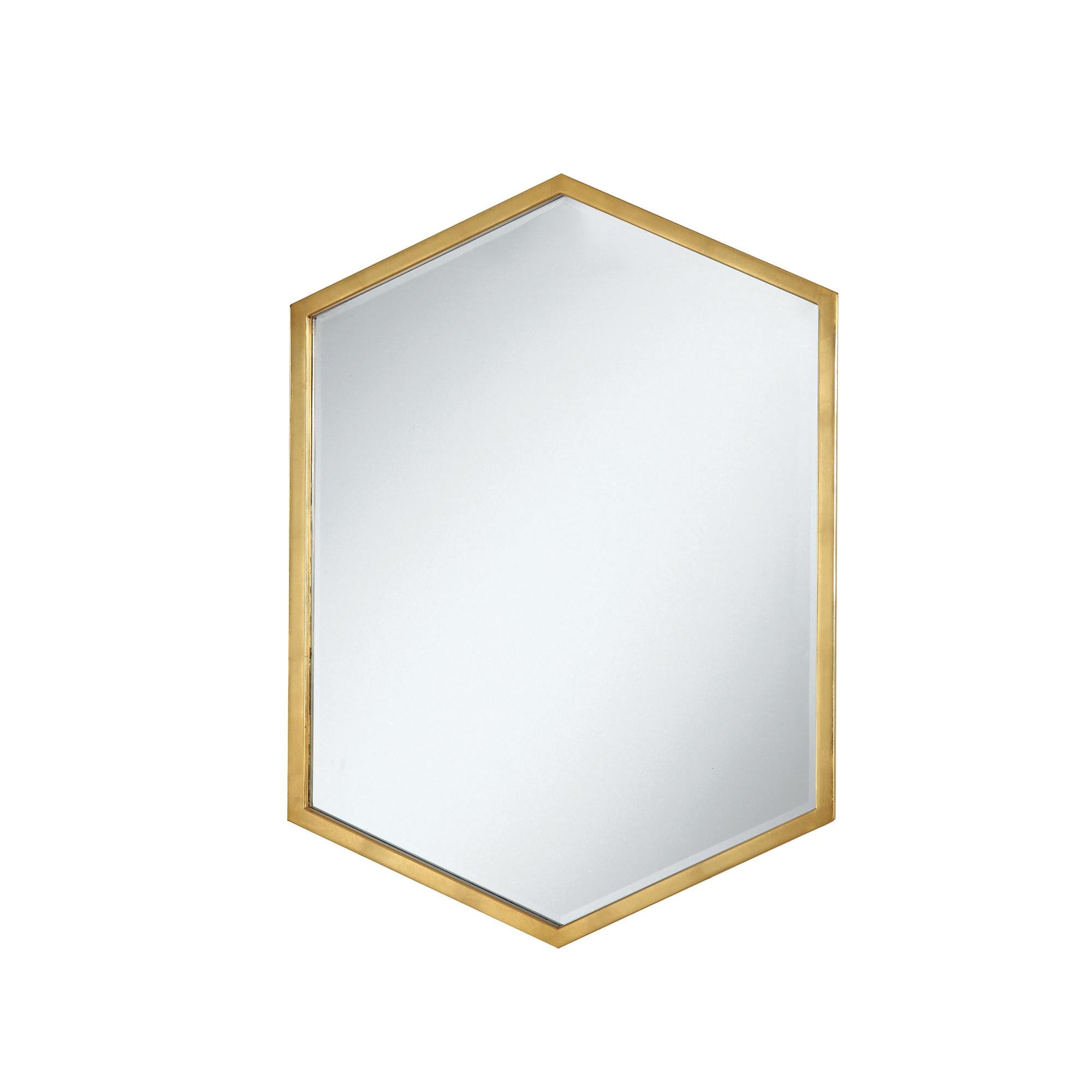 Coaster Furniture Bledel 902356 24 x 34 Inch Hexagonal Wall Mirror - Gold - Image 1