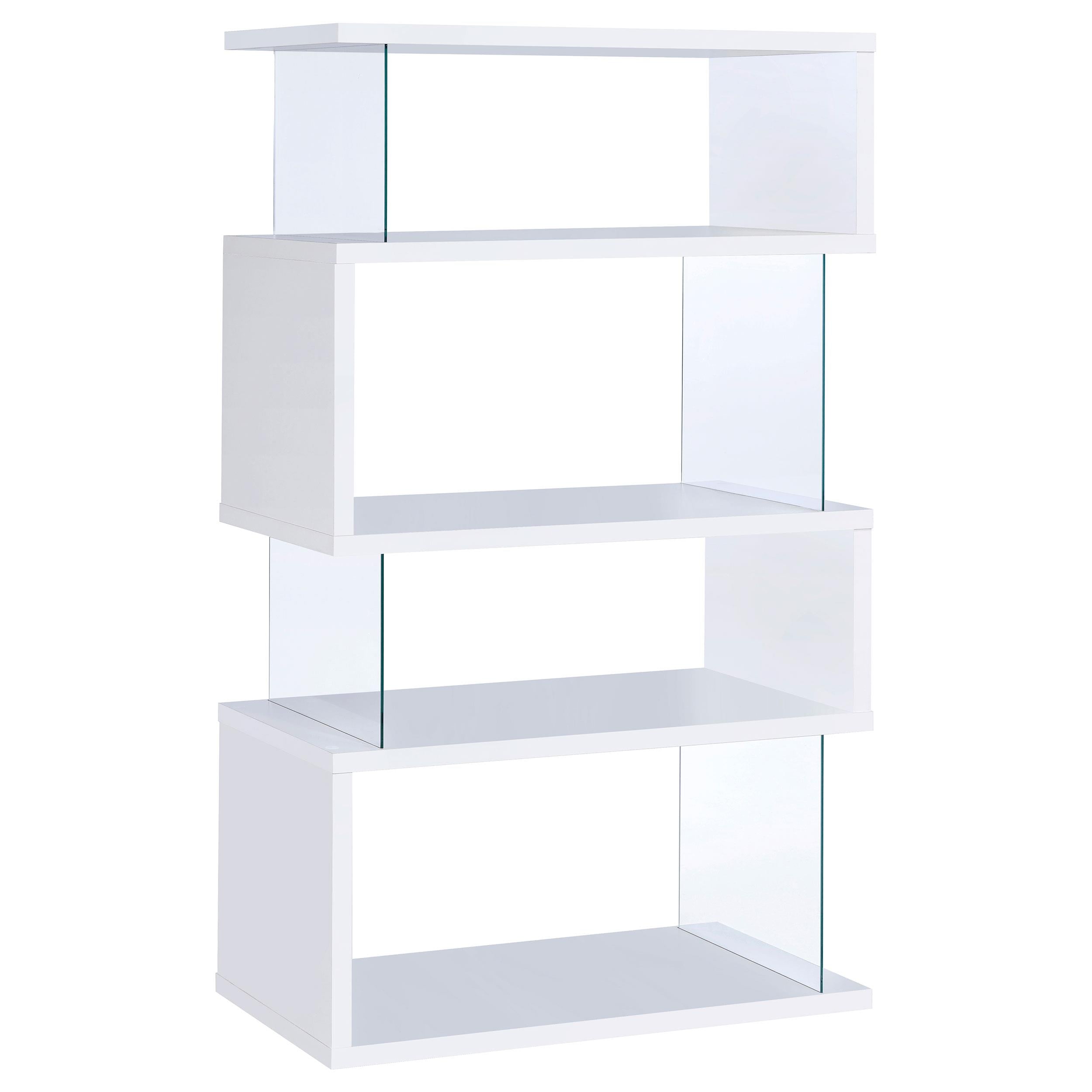 Coaster Furniture Emelle 800300 63-inch 4-shelf Glass Panel Bookshelf – White