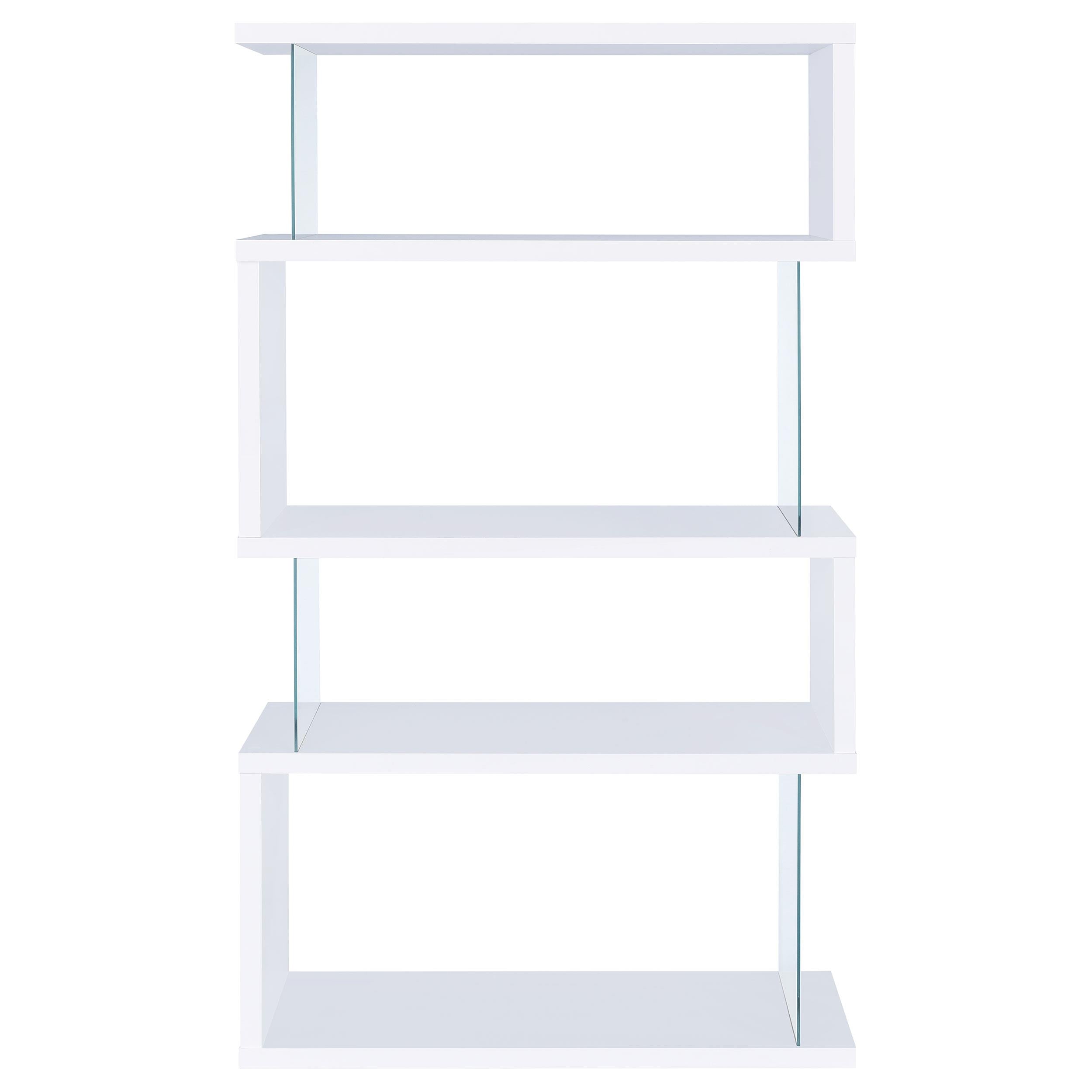 Coaster Furniture Emelle 800300 63-inch 4-shelf Glass Panel Bookshelf - White - Image 2