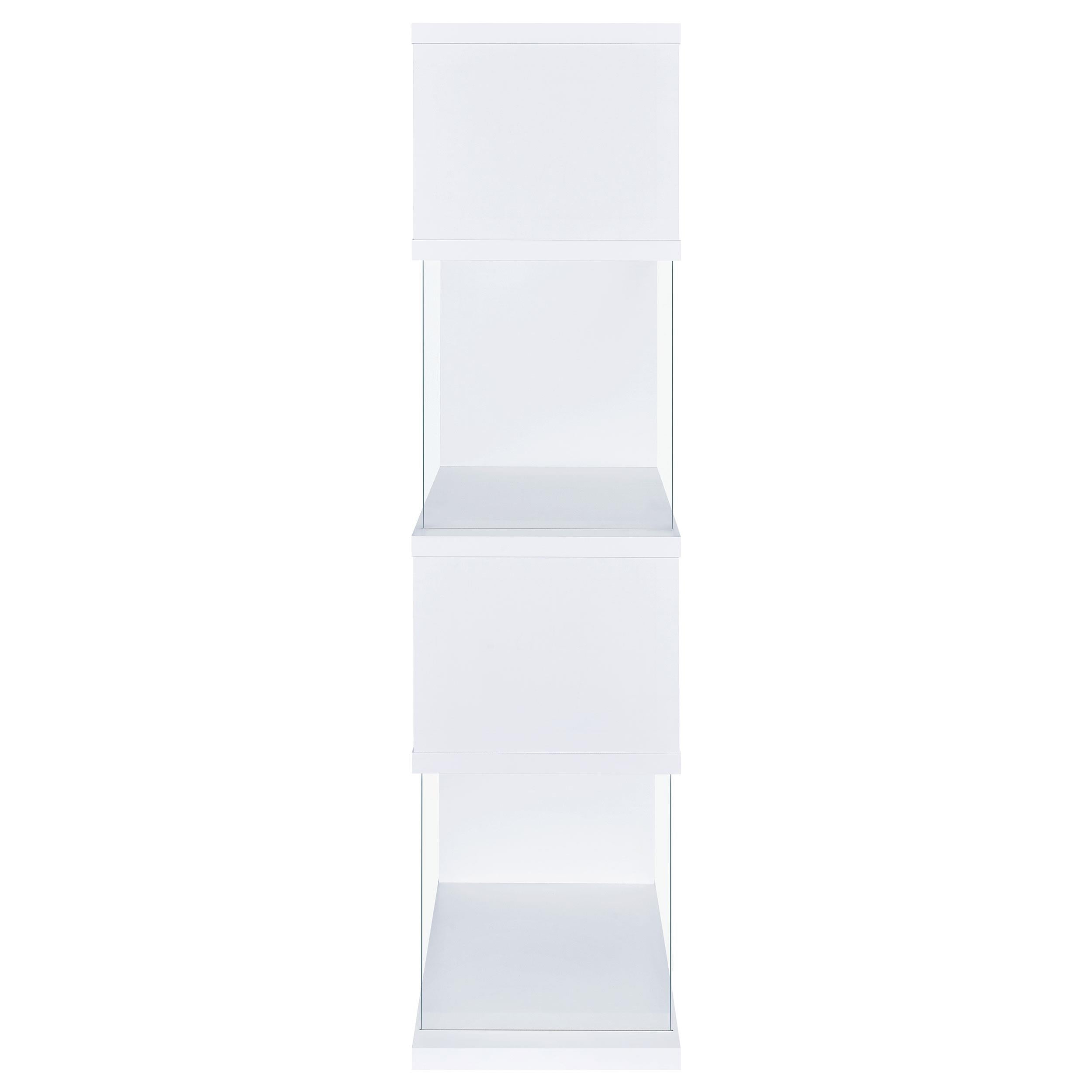 Coaster Furniture Emelle 800300 63-inch 4-shelf Glass Panel Bookshelf - White - Image 3