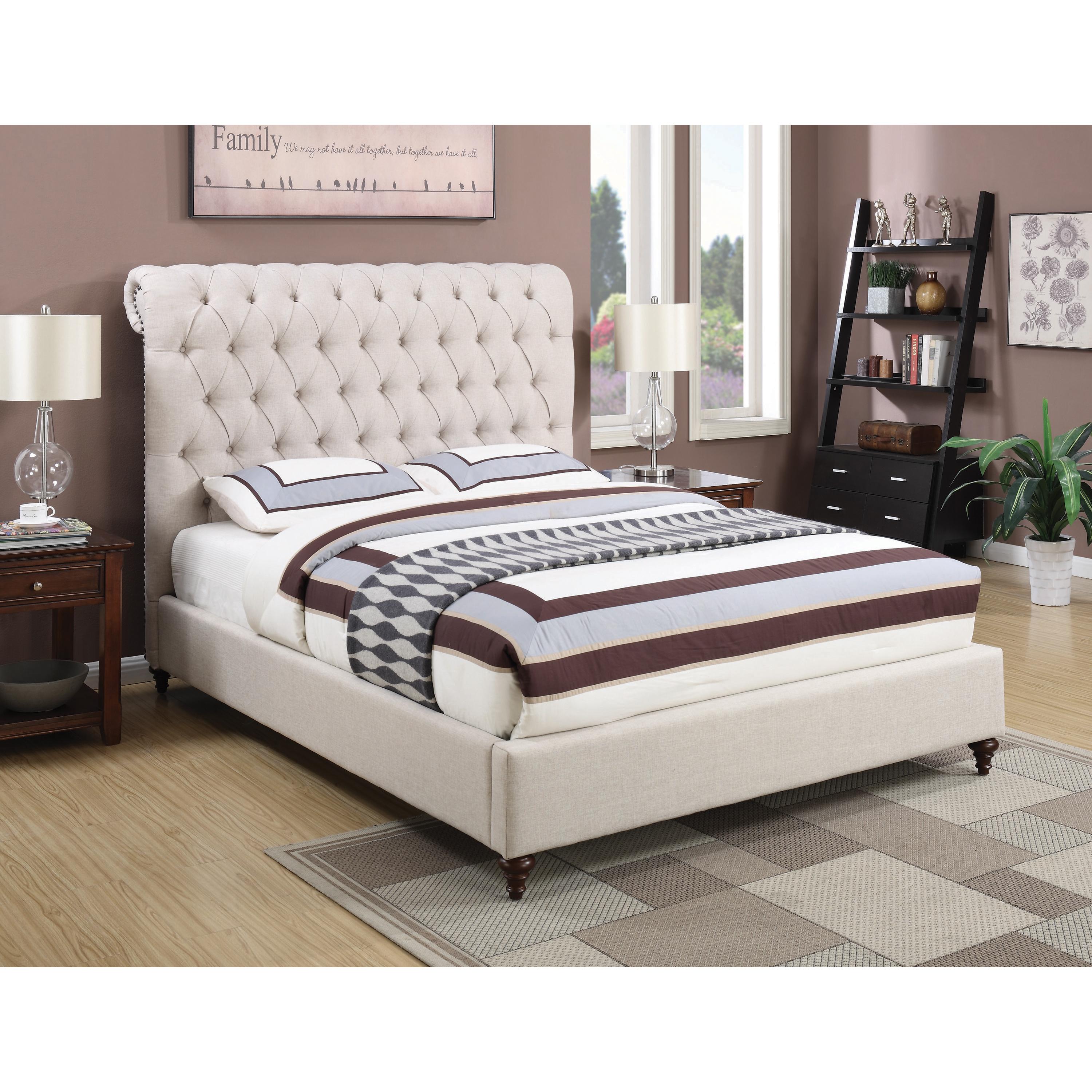 Coaster Furniture Devon 300525Q 57-inch Upholstered Queen Panel Bed - Beige - Image 3