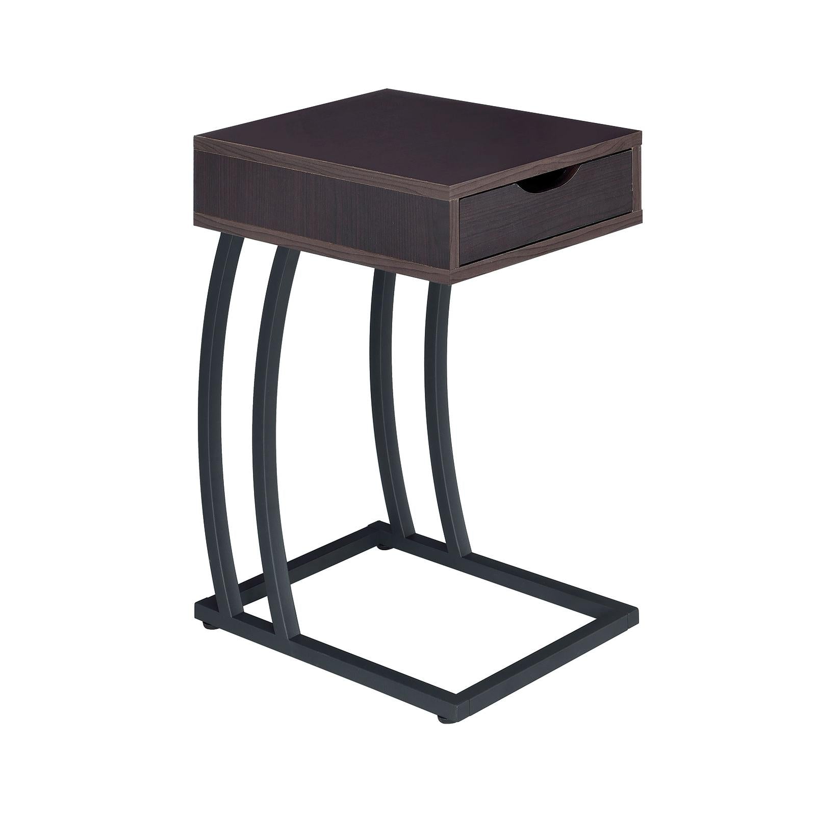 Coaster Furniture Troy 900578 1-Drawer C-Shaped Side Table Power Outlet - Cappuccino - Image 1