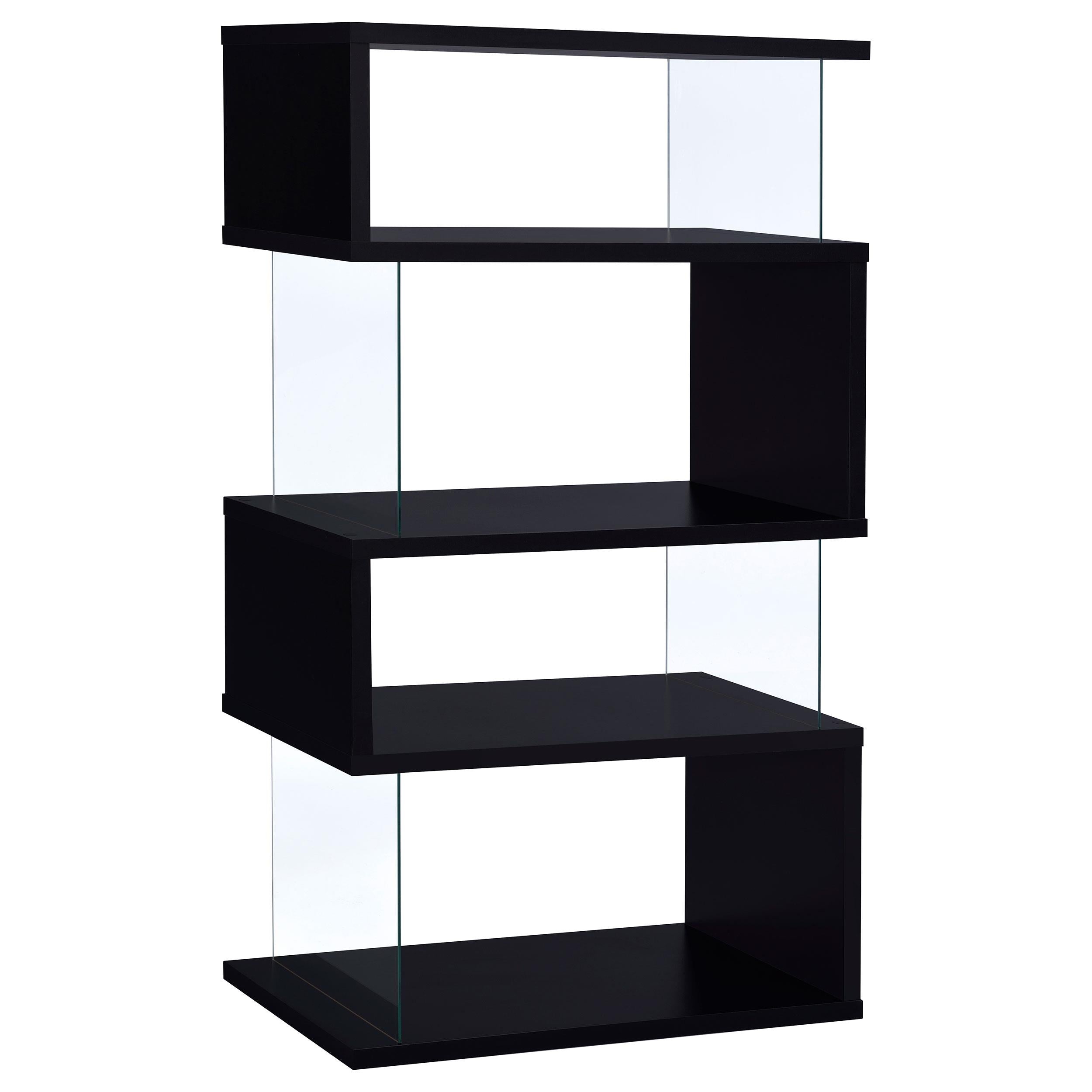 Coaster Furniture Emelle 800340 63-inch 4-shelf Glass Panel Bookshelf – Black