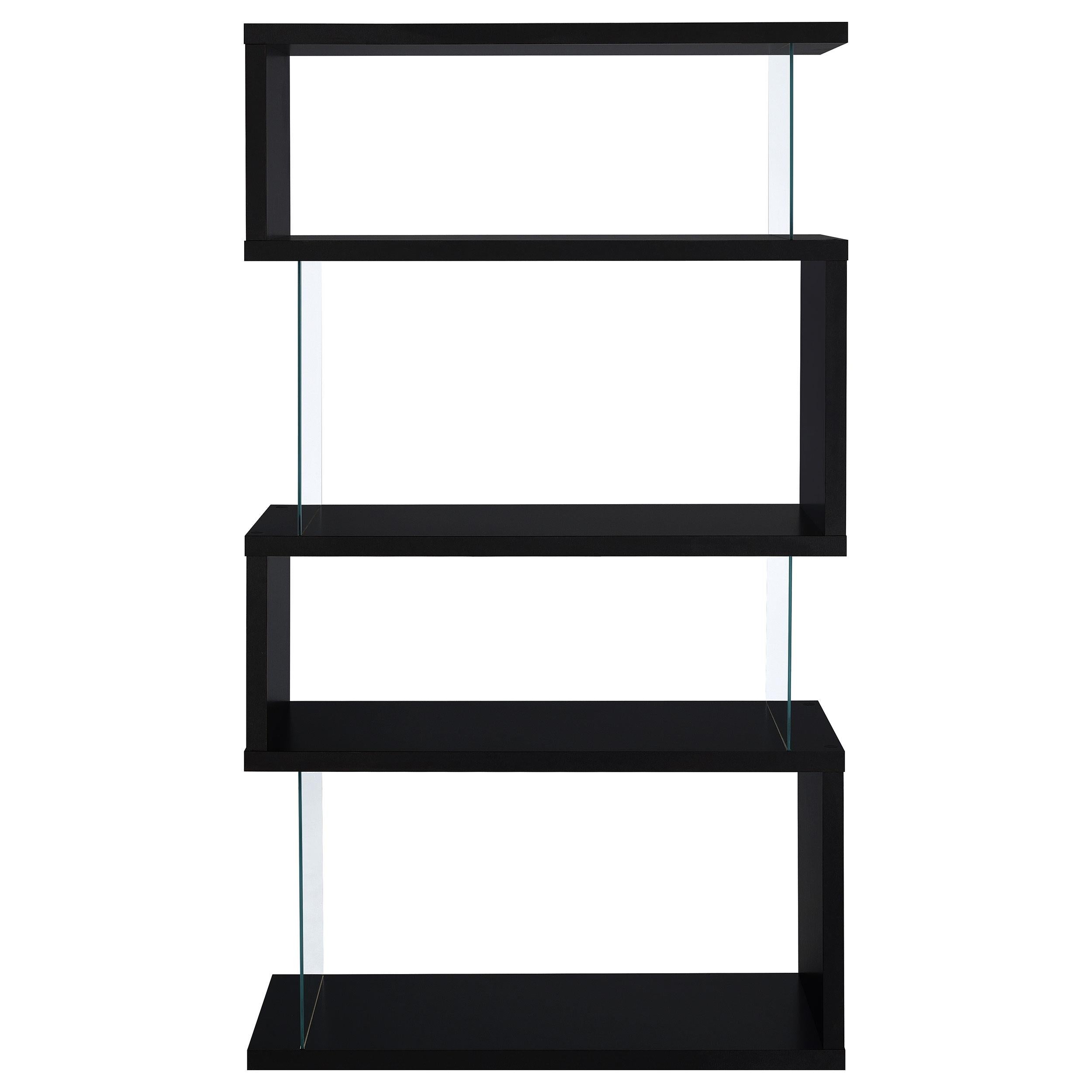 Coaster Furniture Emelle 800340 63-inch 4-shelf Glass Panel Bookshelf - Black - Image 2