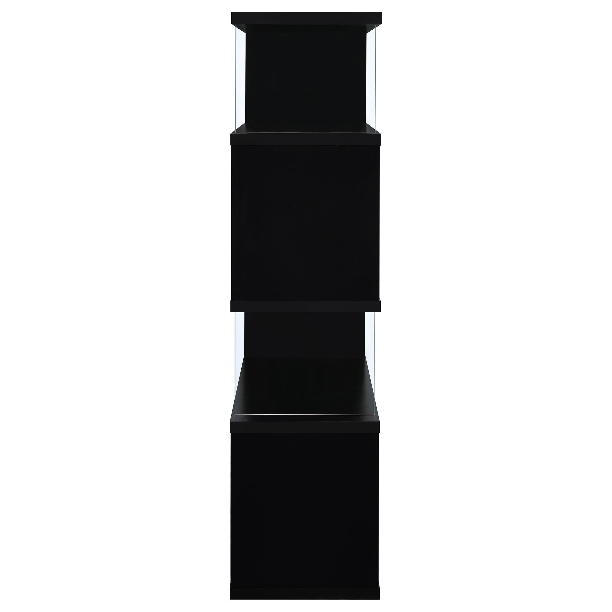 Coaster Furniture Emelle 800340 63-inch 4-shelf Glass Panel Bookshelf - Black - Image 3
