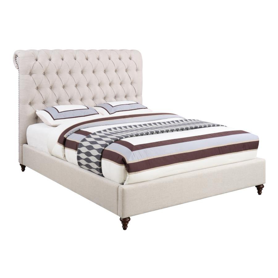 Coaster Furniture Devon 300525KE 57-inch Upholstered Eastern King Panel Bed - Beige - Image 1