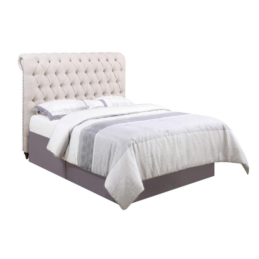 Coaster Furniture Devon 300525KE 57-inch Upholstered Eastern King Panel Bed - Beige - Image 2