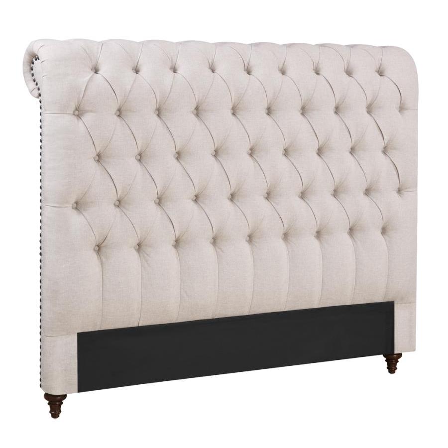 Coaster Furniture Devon 300525KE 57-inch Upholstered Eastern King Panel Bed - Beige - Image 3
