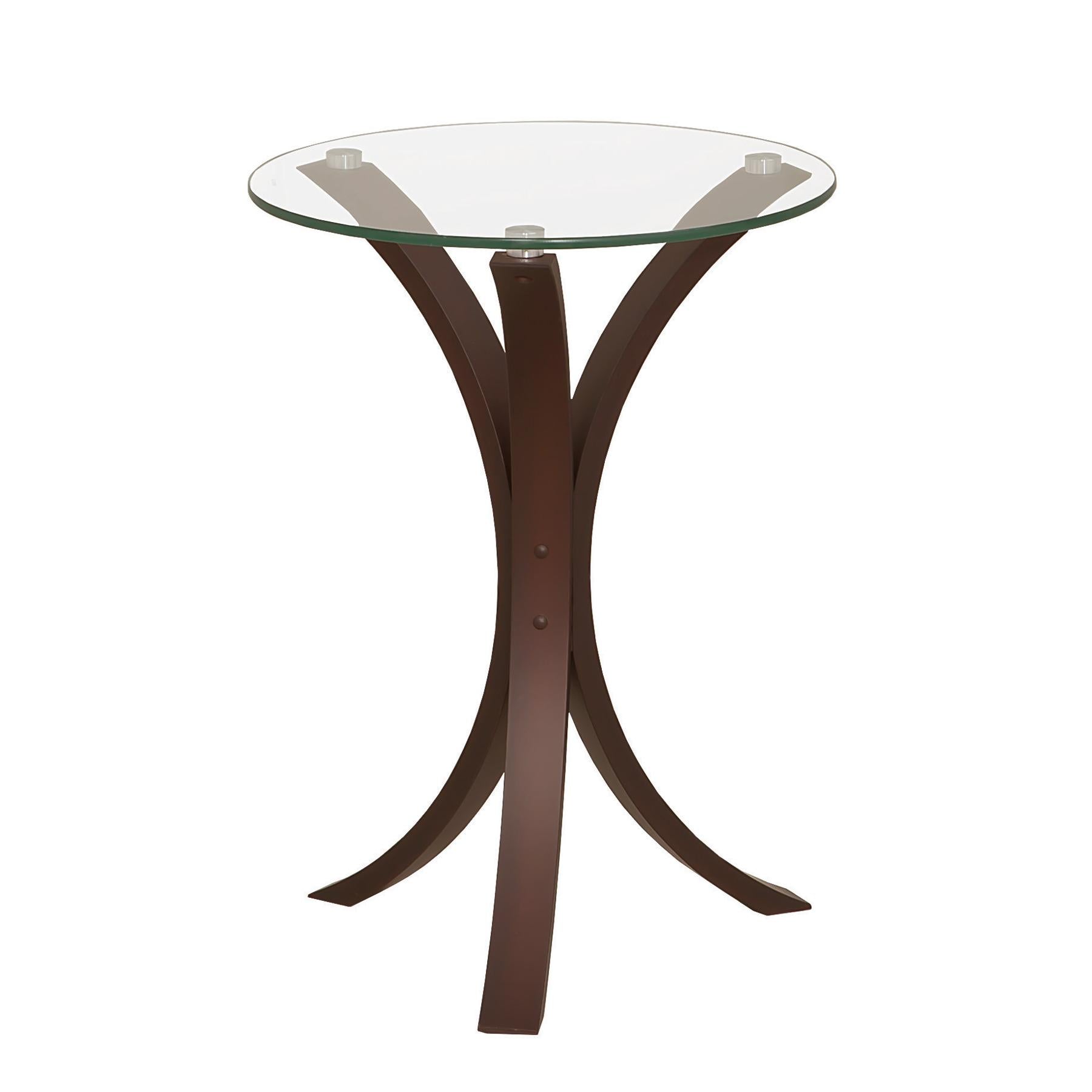 Coaster Furniture Edgar 902867 Round Glass Top Accent Side Table – Cappuccino