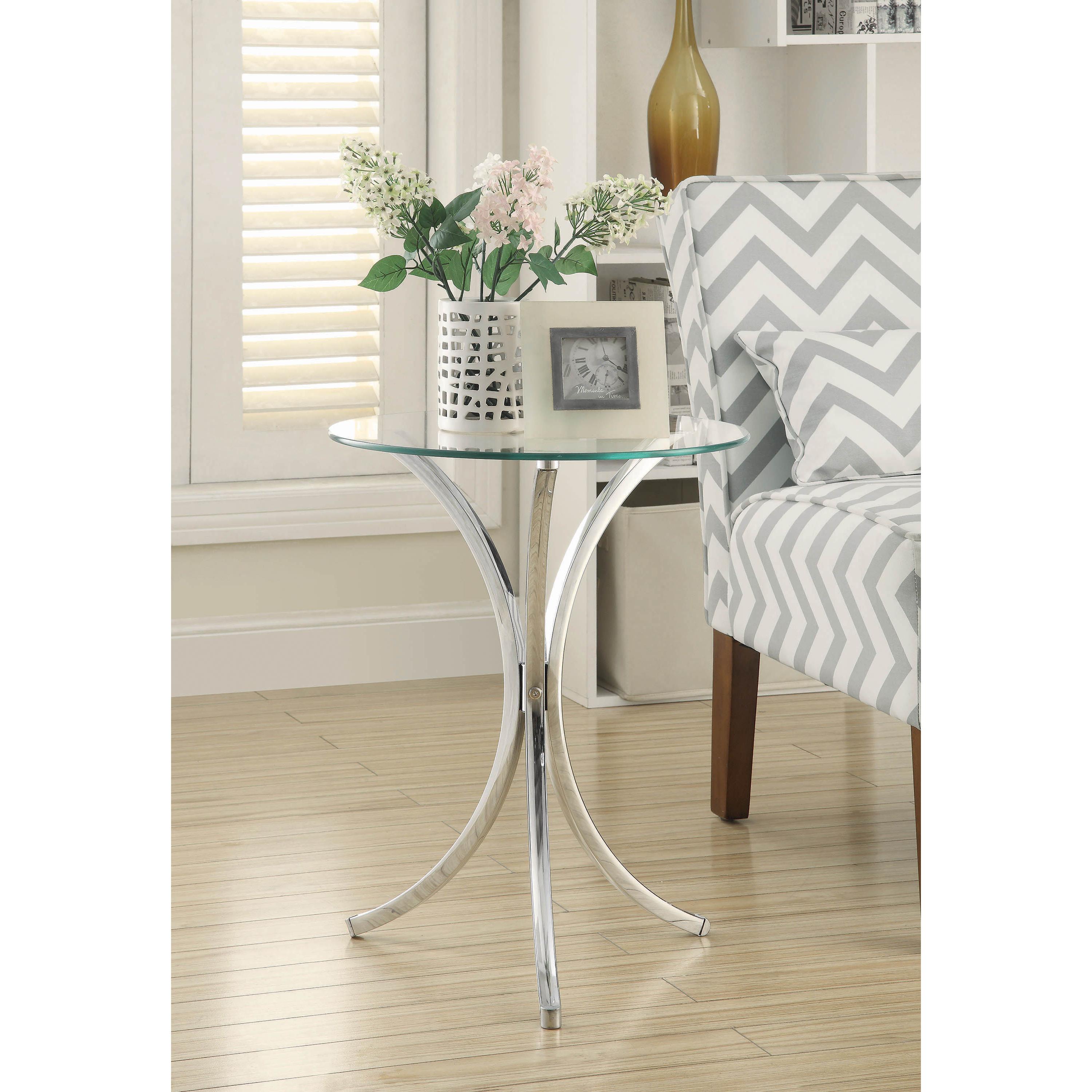 Coaster Furniture Eloise 902869 Round Glass Top Accent Side Table - Chrome - Image 2