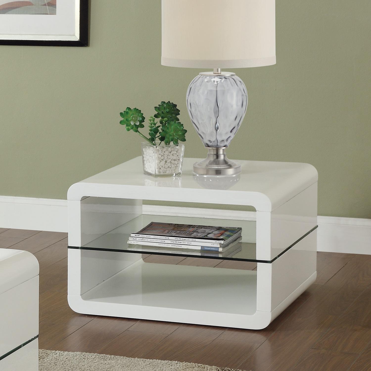Coaster Furniture Elana 703267 1-shelf Rectangular Side End Table - White High Gloss - Image 2