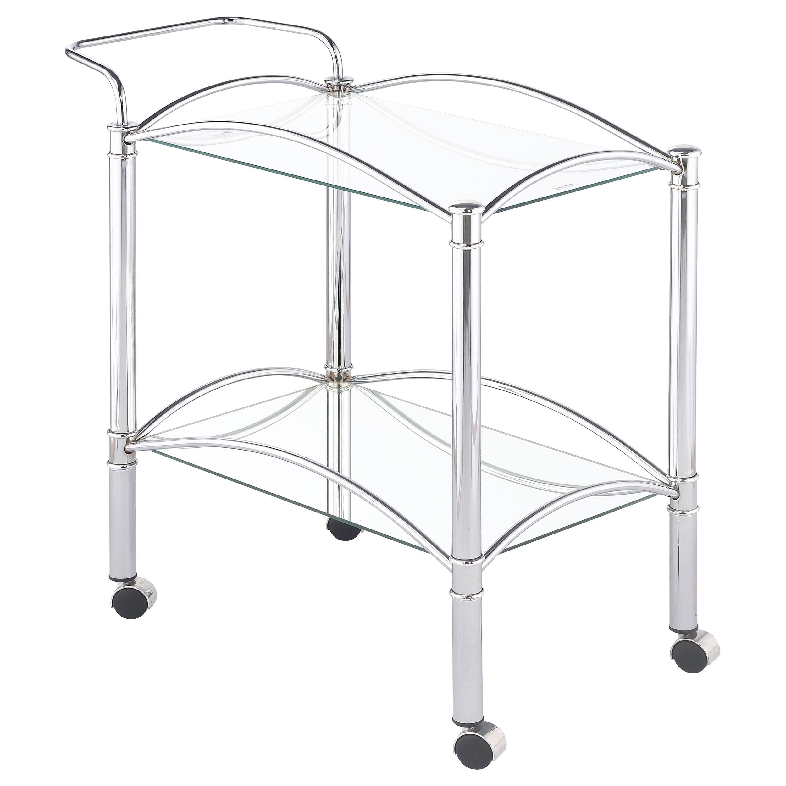 Coaster Furniture Shadix 910077 2-tier Rectangular Glass Shelf Metal Bar Cart – Chrome