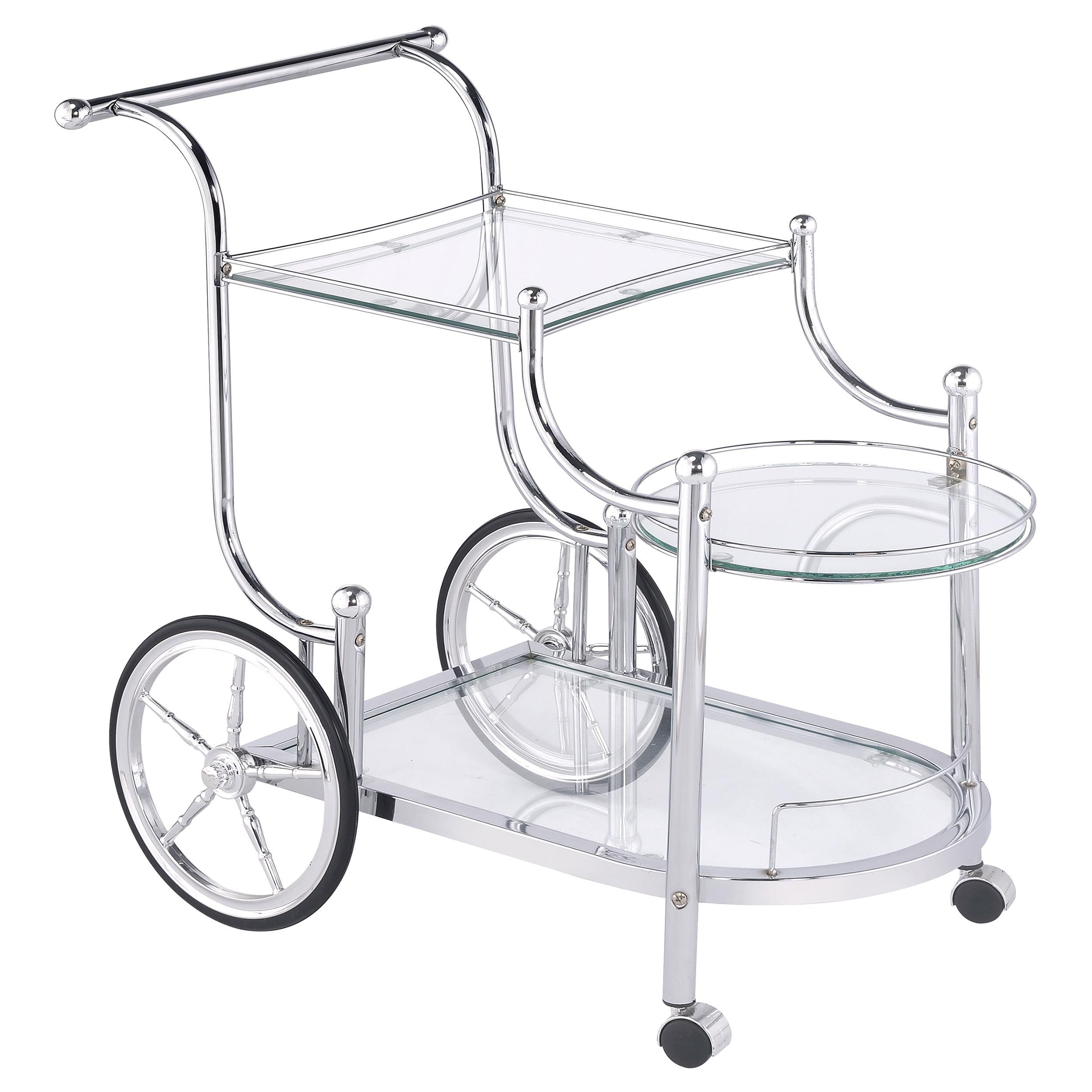 Coaster Furniture Sarandon 910076 3-tier Glass Shelf Metal Bar Cart – Chrome