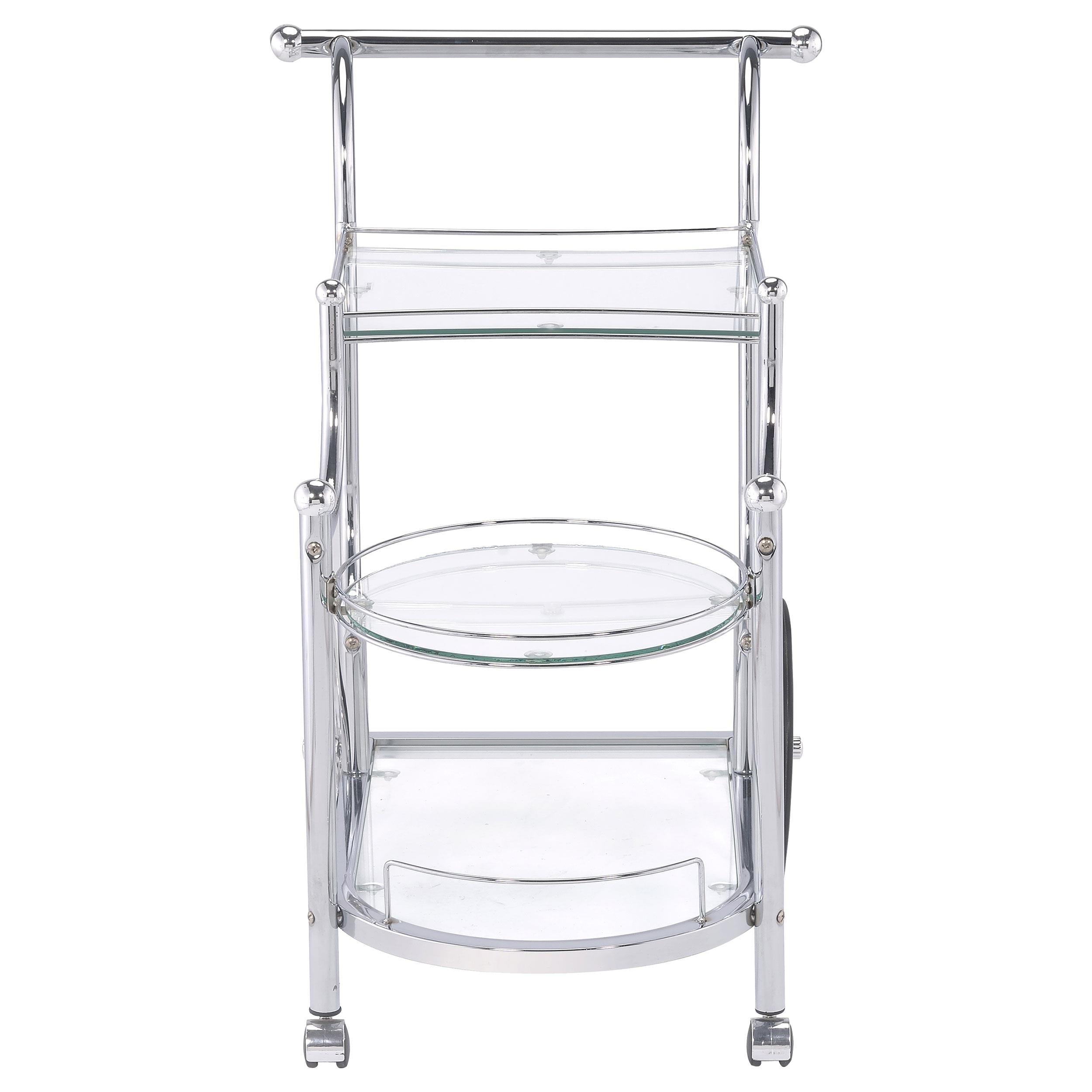 Coaster Furniture Sarandon 910076 3-tier Glass Shelf Metal Bar Cart - Chrome - Image 2