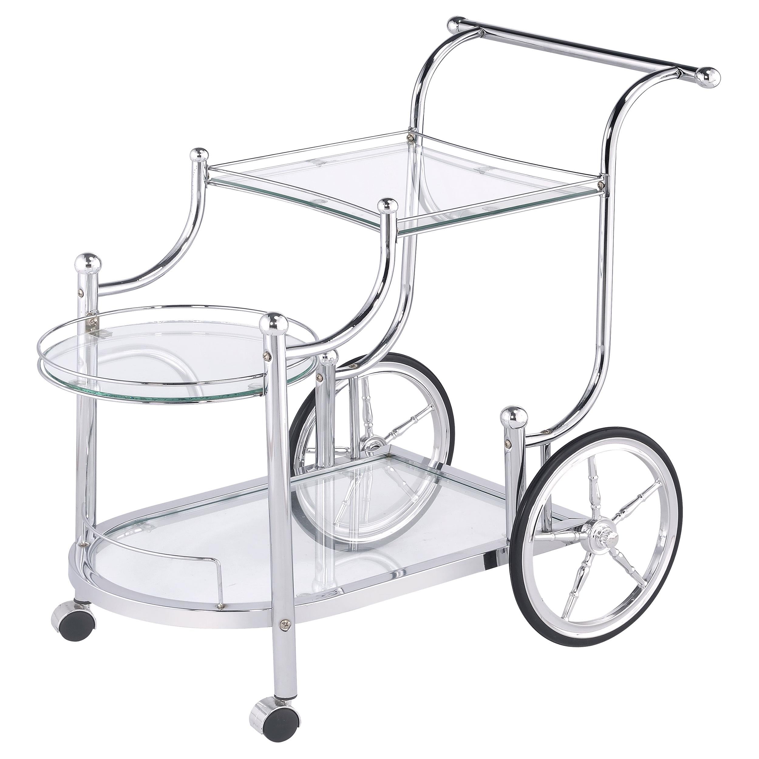 Coaster Furniture Sarandon 910076 3-tier Glass Shelf Metal Bar Cart - Chrome - Image 3