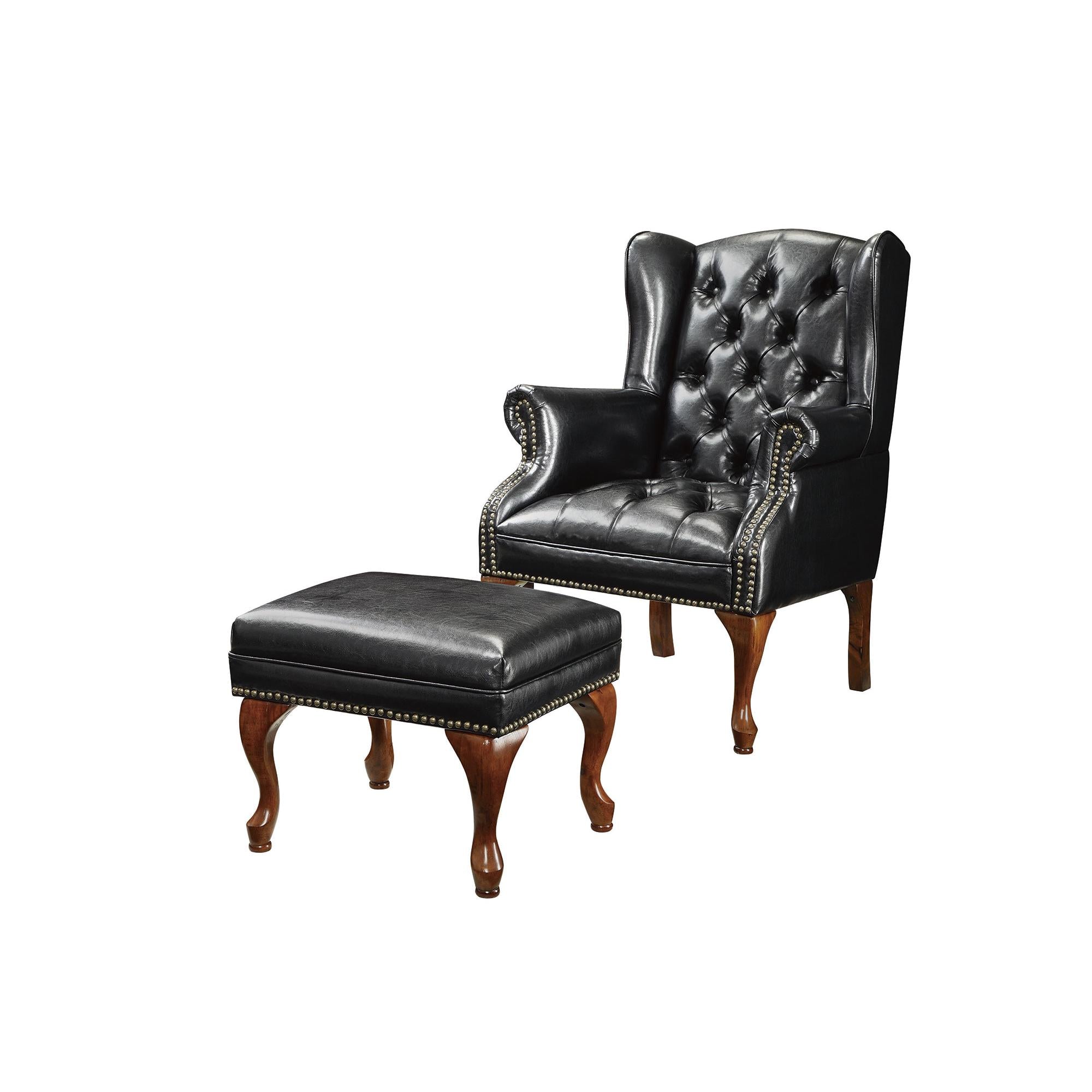 Coaster Furniture Roberts 900262 Upholstered Wingback Chair and Ottoman Set - Black - Image 1