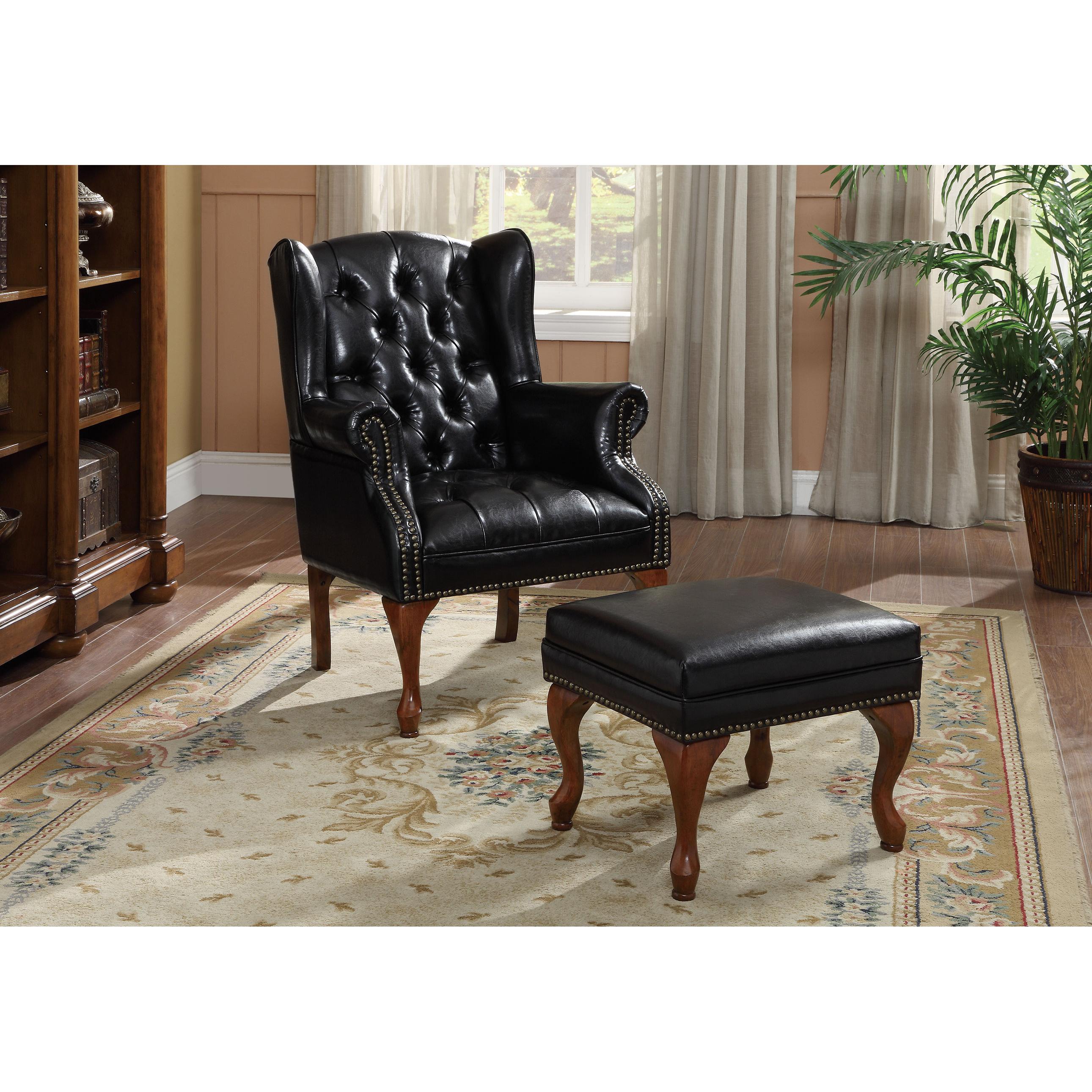 Coaster Furniture Roberts 900262 Upholstered Wingback Chair and Ottoman Set - Black - Image 2