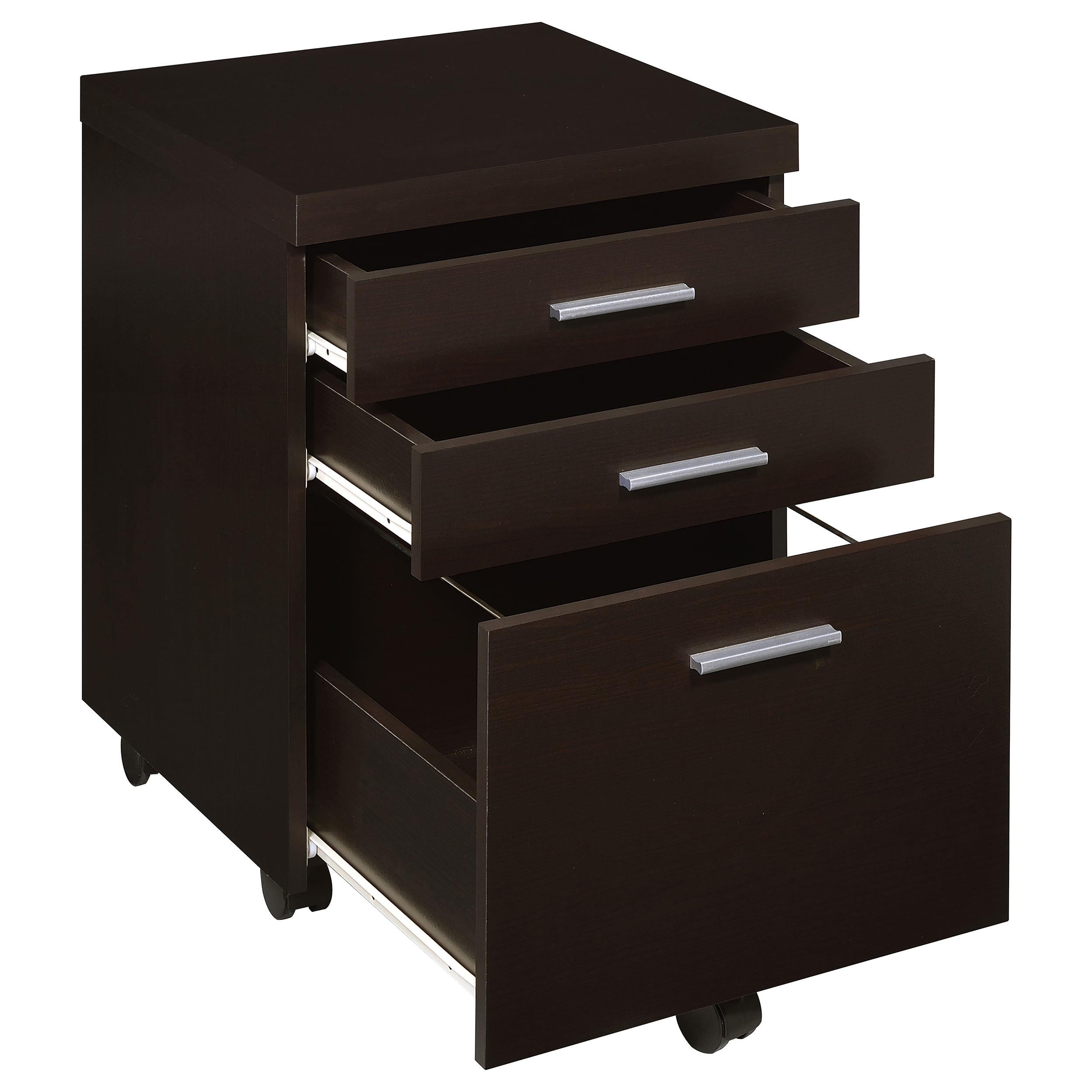 Coaster Furniture Skylar 800894 3-Drawer Home Office Mobile File Cabinet - Cappuccino - Image 2