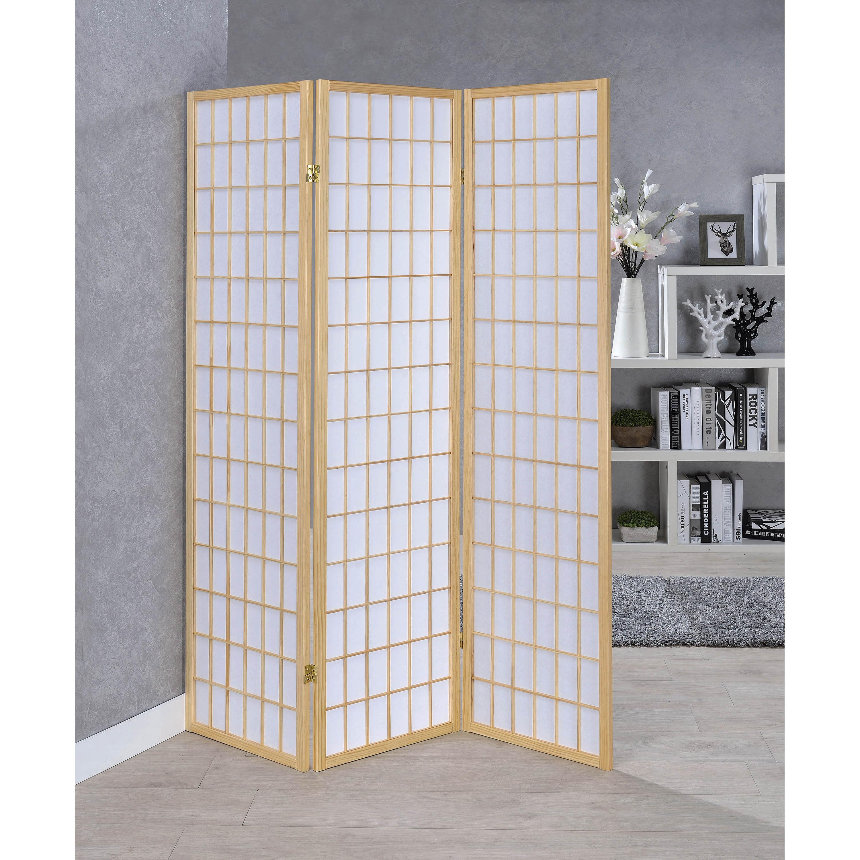 Coaster Furniture Carrie 4621 3-Panel Room Divider Folding Shoji Screen – Natural