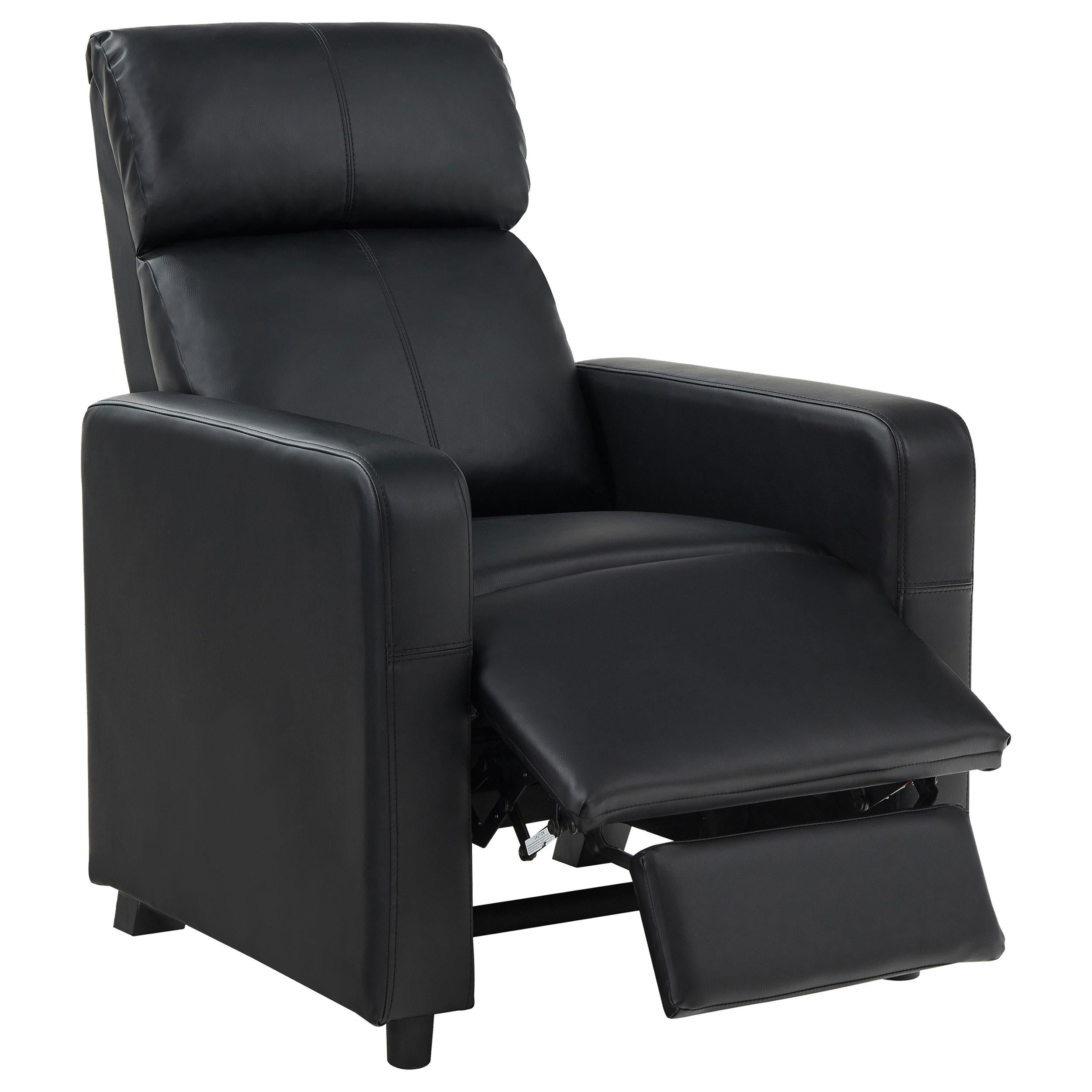 Coaster Furniture Toohey 600181 Upholstered Home Theater Push Back Recliner - Black - Image 2