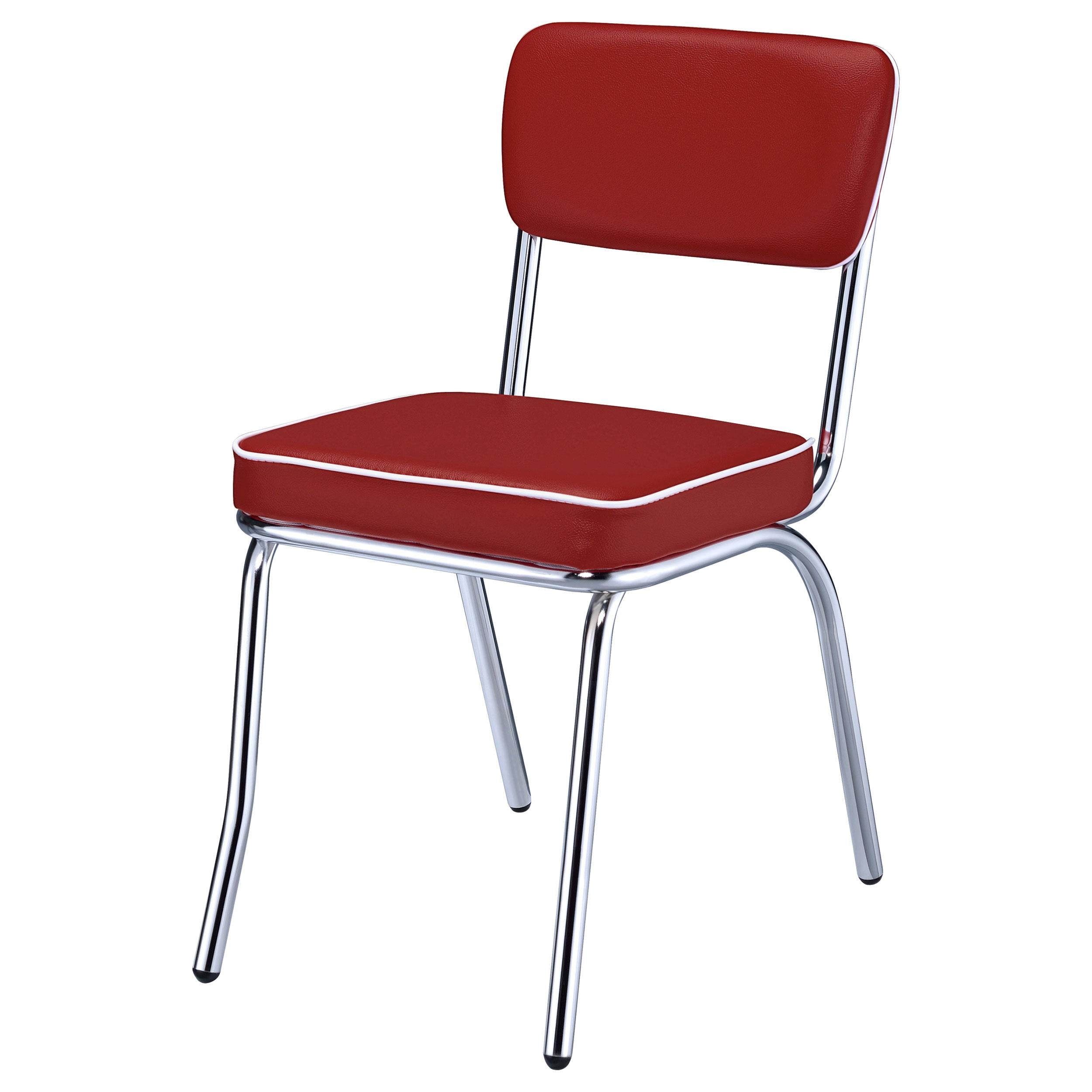 Coaster Furniture Retro 2450R Upholstered Dining Side Chair - Red (Set of 2) - Image 3