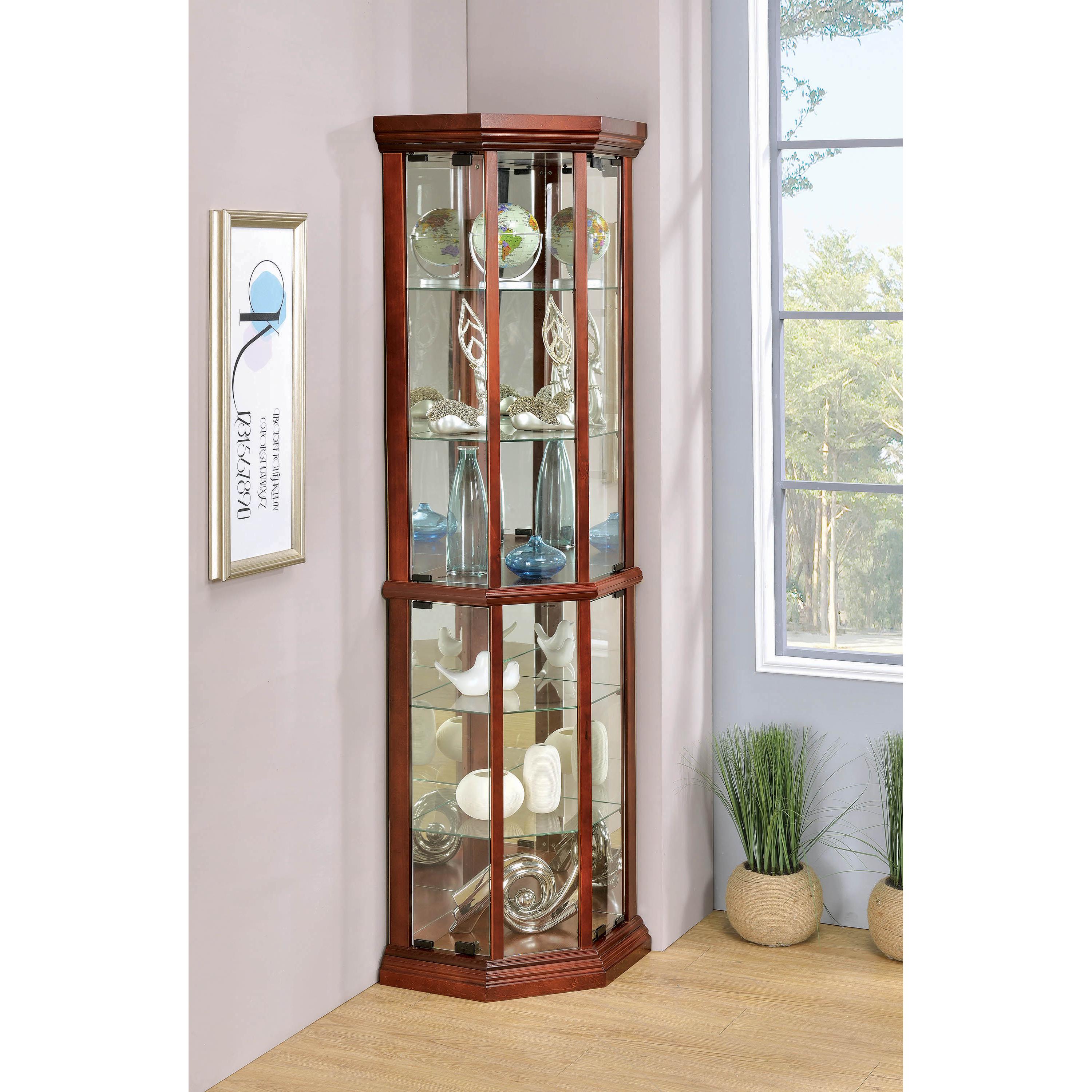 Coaster Furniture Appledale 3393 6-shelf Corner Curio Display Cabinet - Medium Brown - Image 2